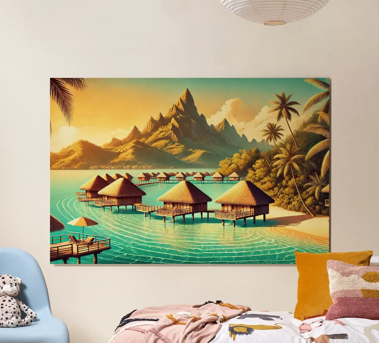 Poster d'epoca di Bora Bora, Polinesia francese poster da Chromatic Fusion Studio