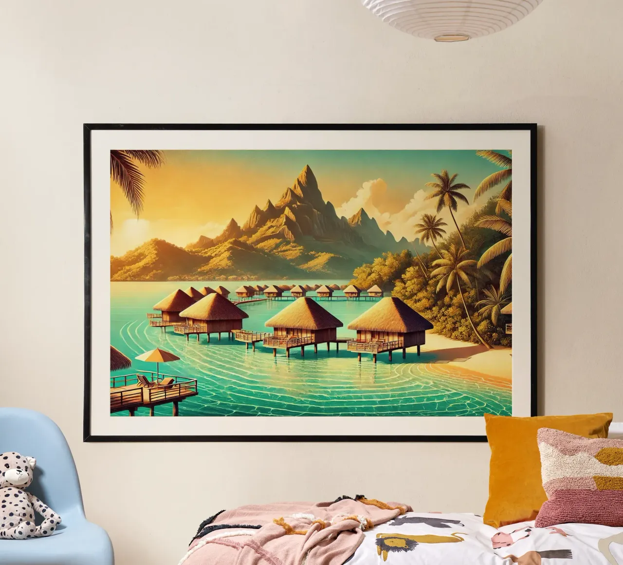 Poster d'epoca di Bora Bora, Polinesia francese poster da Chromatic Fusion Studio
