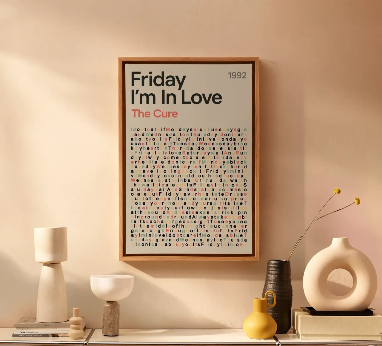 Vintage Song Lyric Art – Friday I’m In Love canvas with Floater frame by QuooodZ by MooodzArt
