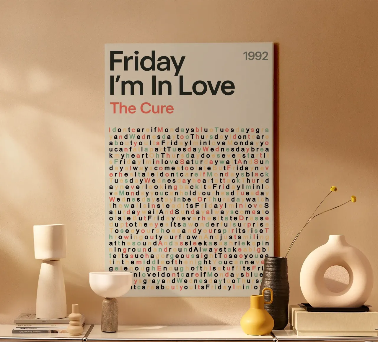 Vintage Song Lyric Art – Friday I’m In Love canvas with Floater frame by QuooodZ by MooodzArt