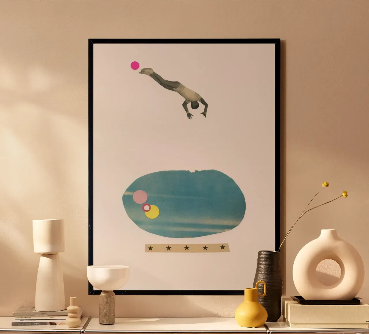 Triathlon poster con telaio in legno da Cassia Beck Collage