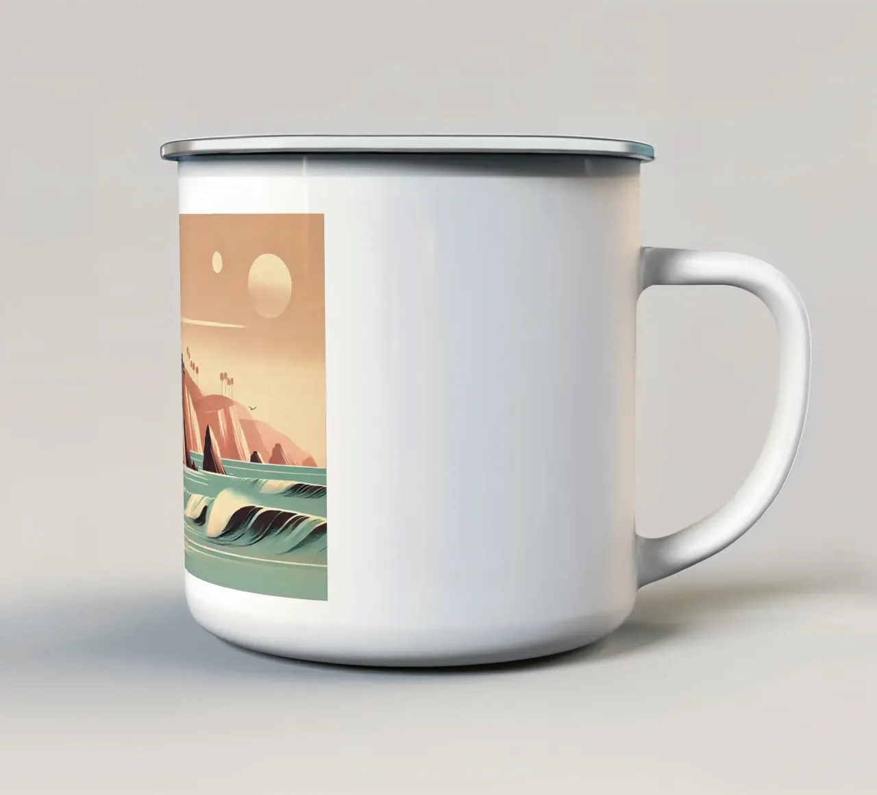 Poster d'epoca sulla costa della California tazza in smalto da Chromatic Fusion Studio