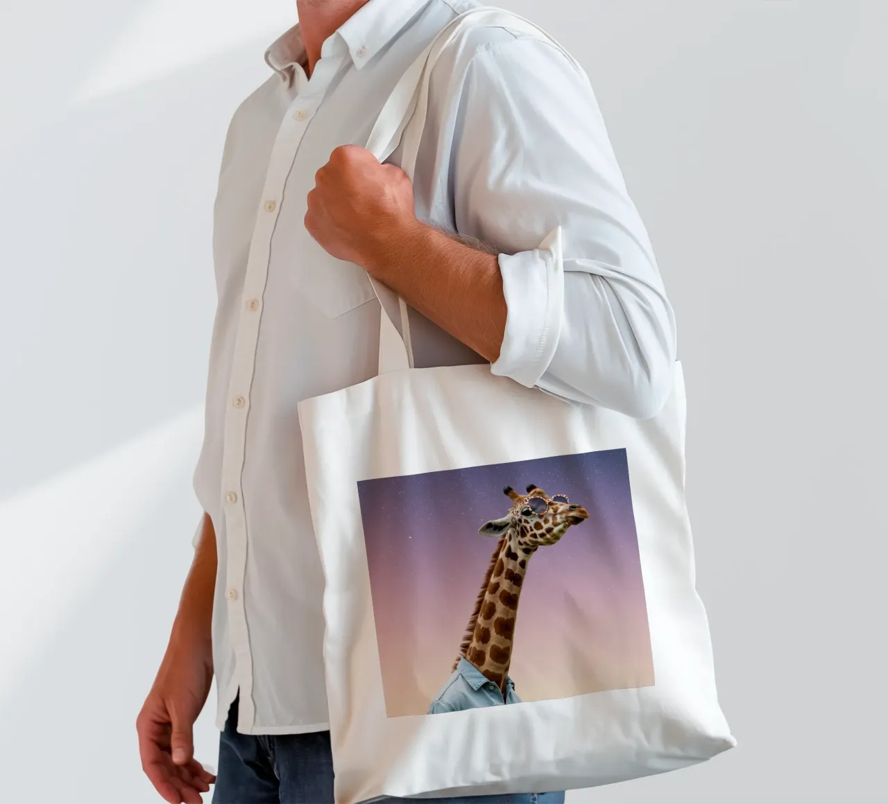 Celestial Giraffe borsa in juta da Pawtrait Studio
