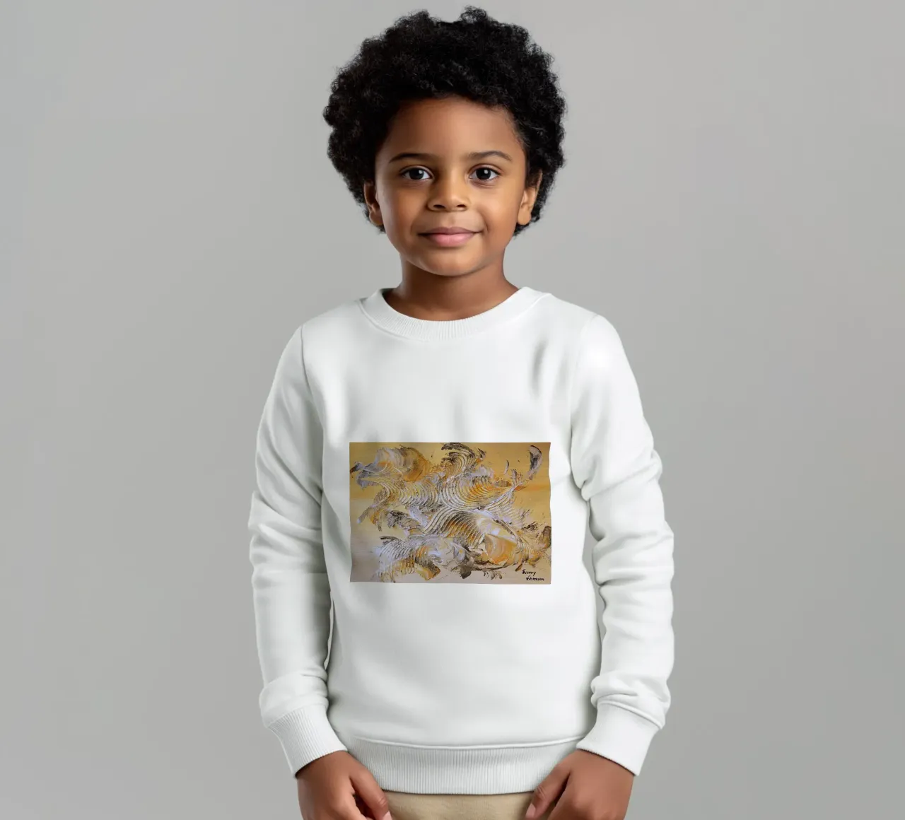 MESSAGE FROM THE HEART 15 kinder sweatshirt van Thierry Vobmann Abstract painting