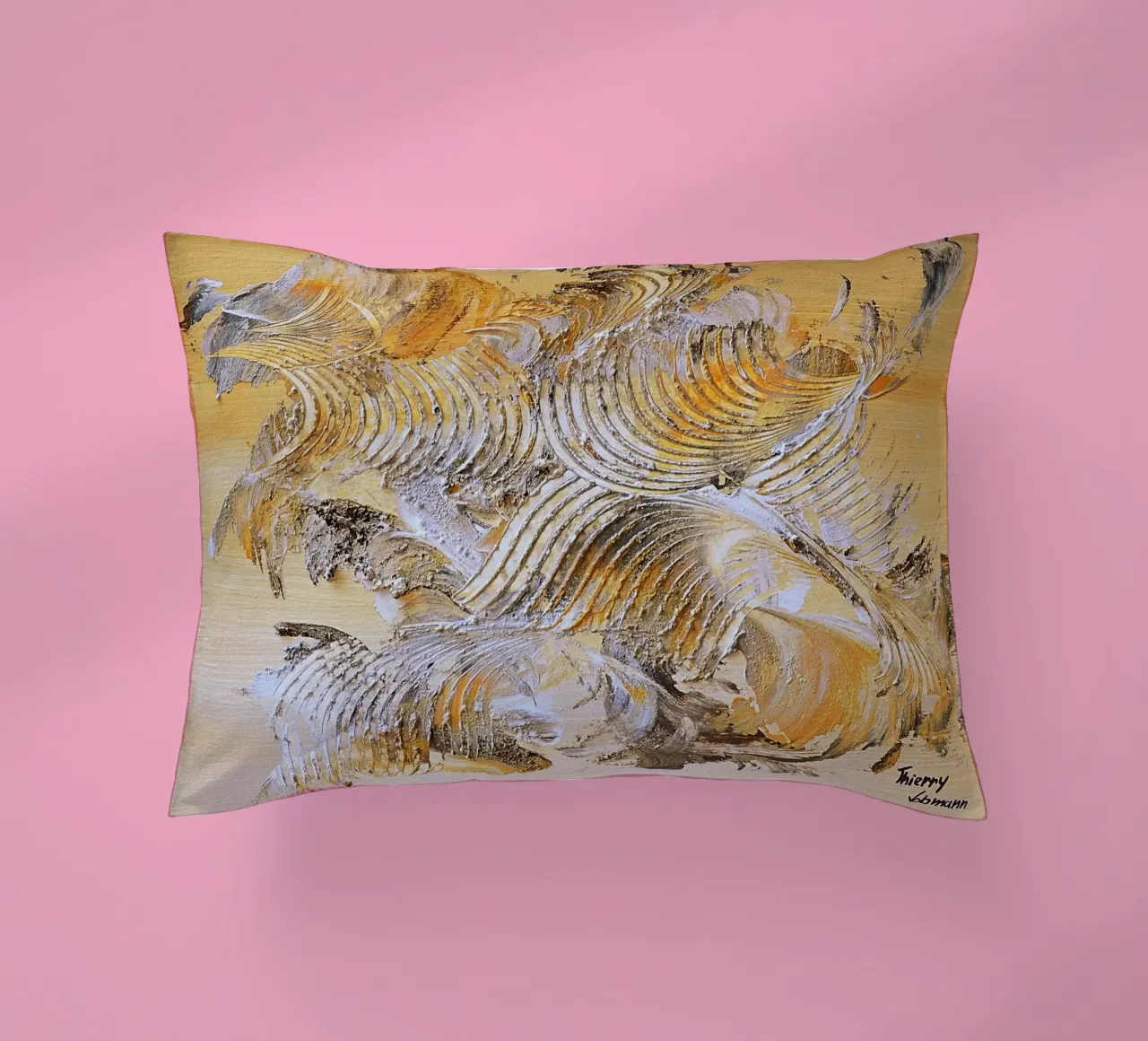 MESSAGE FROM THE HEART 15 decorative cushion by Thierry Vobmann Abstract painting