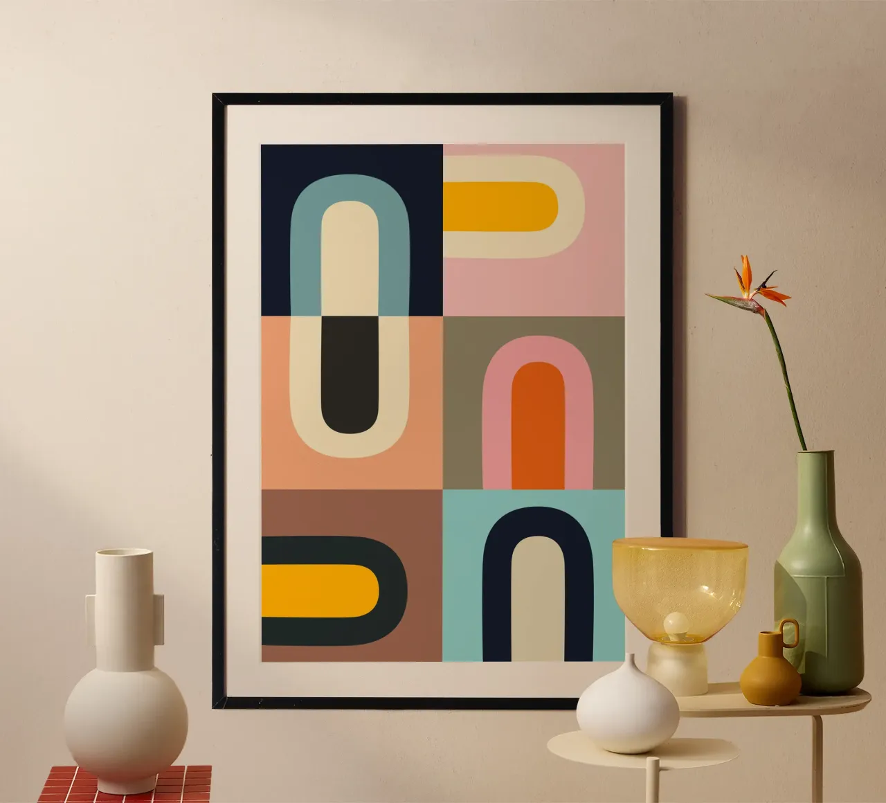 Forme geometriche astratte 61 poster con telaio in alluminio da Gaite