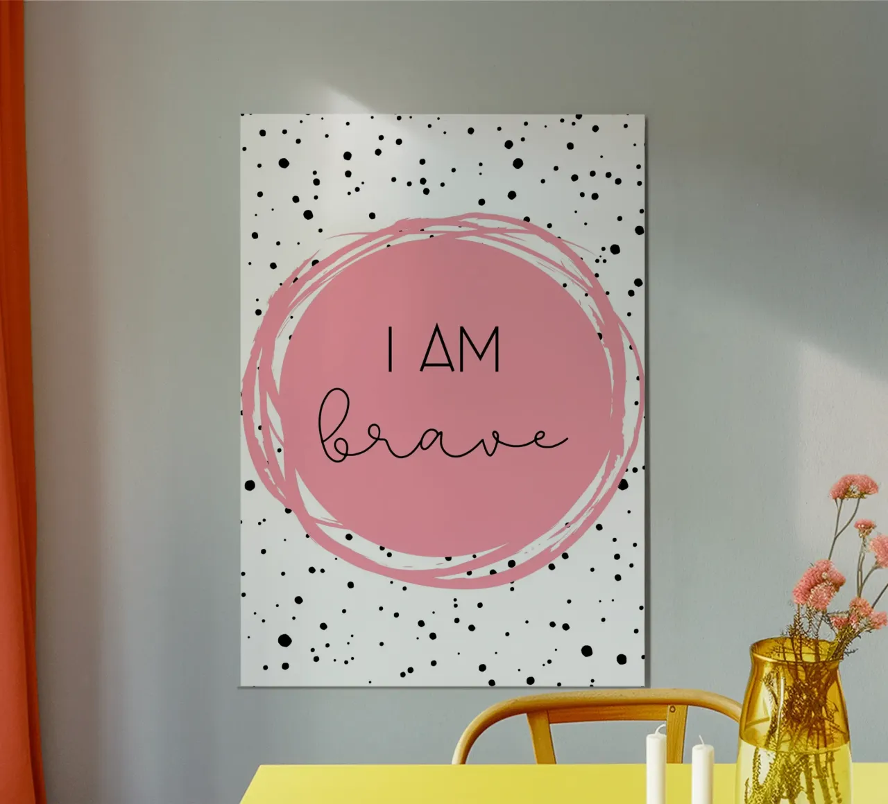 I AM BRAVE poster met houten frame van Einfach Uebel