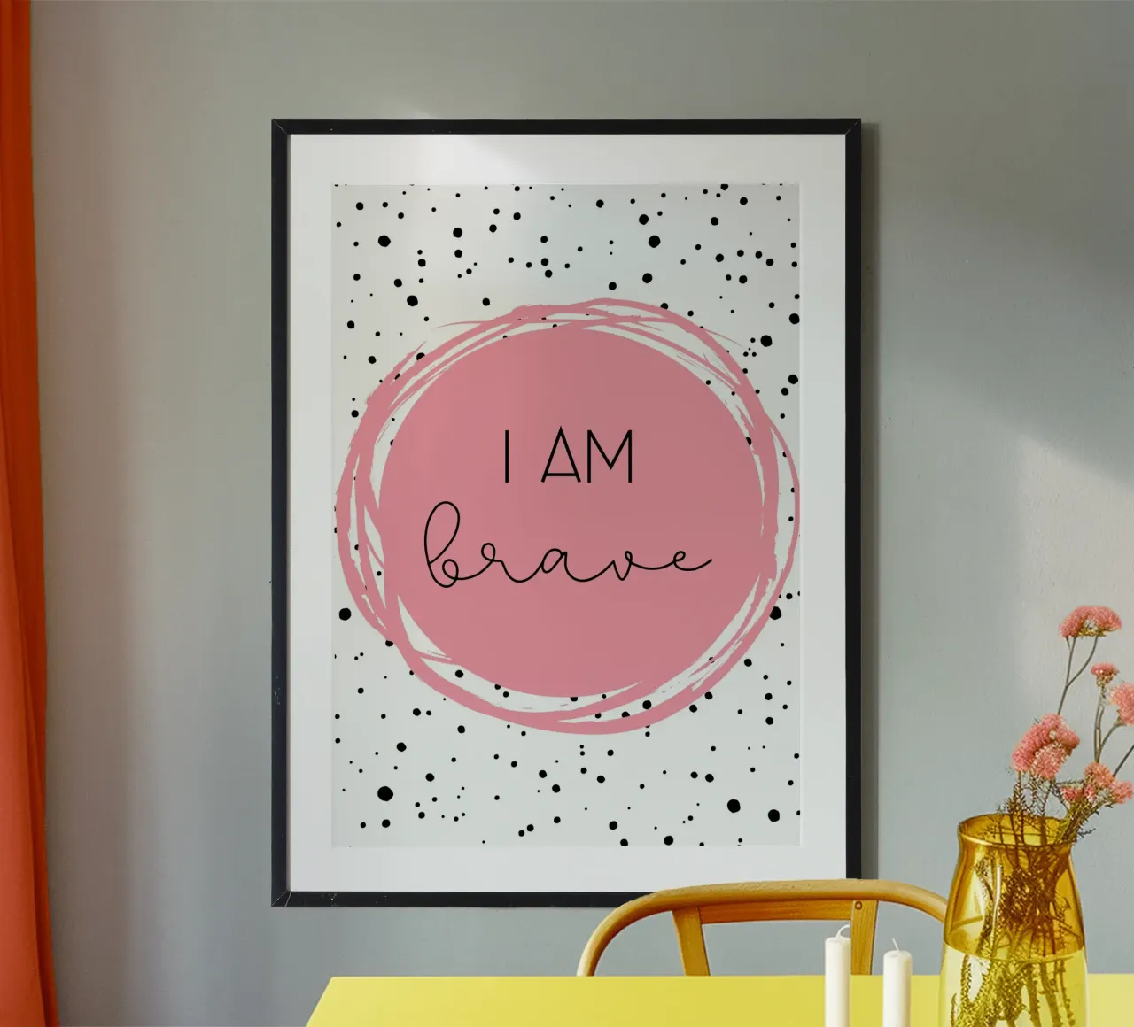 I AM BRAVE poster met houten frame van Einfach Uebel