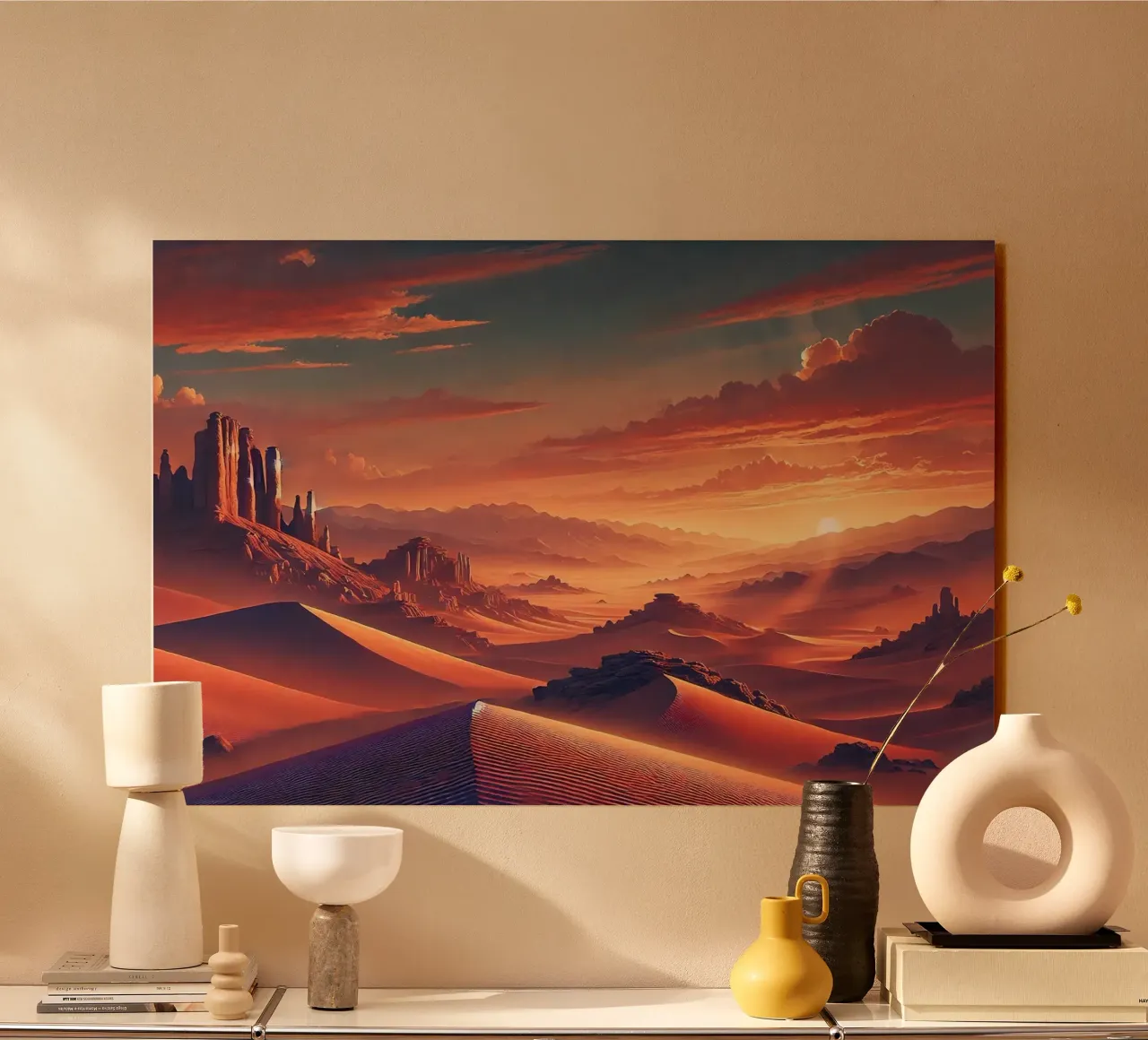 Vintage Chile, Atacama Desert Sunset Poster acrylic glass by Chromatic Fusion Studio