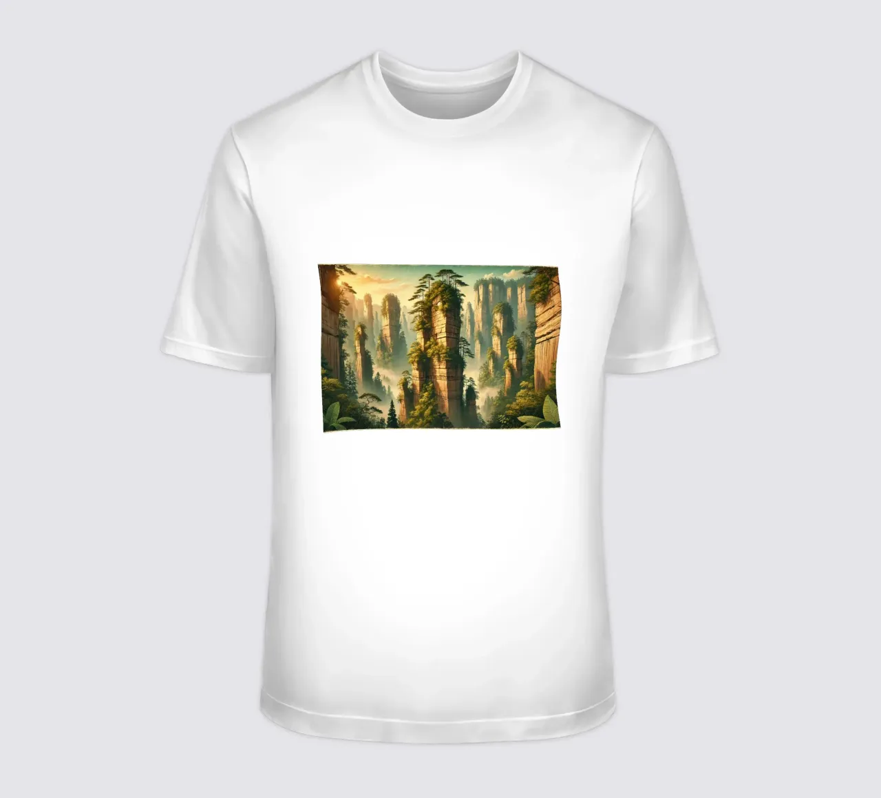 Poster d'epoca Cina, pilastri di pietra di Zhangjiajie t-shirt da Chromatic Fusion Studio