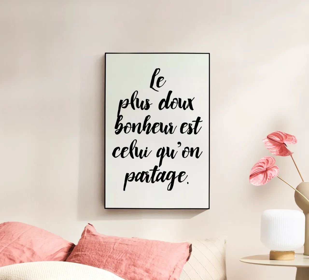 Doux bonheur acrylic glass by typed