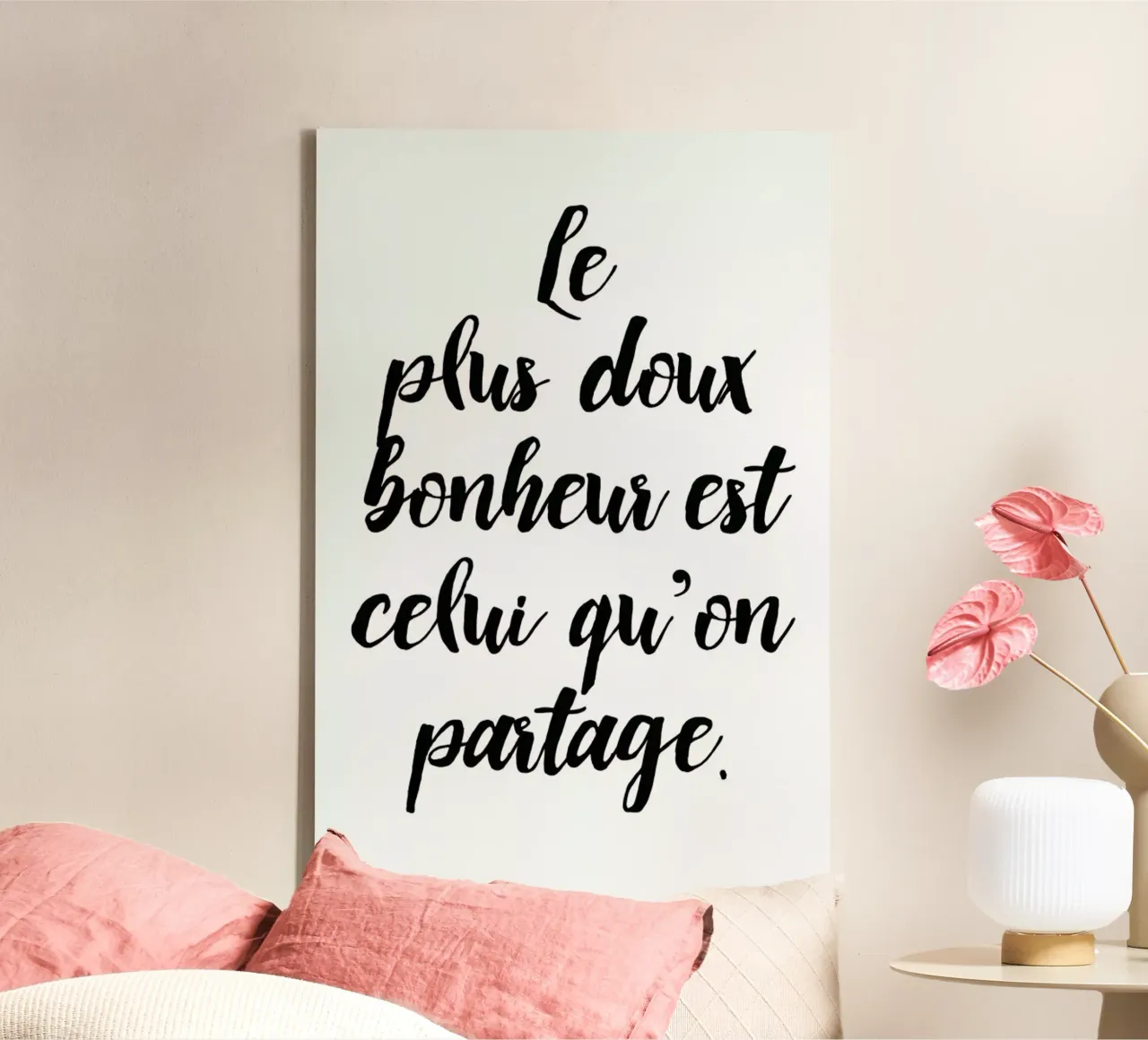 Doux bonheur canvas by typed