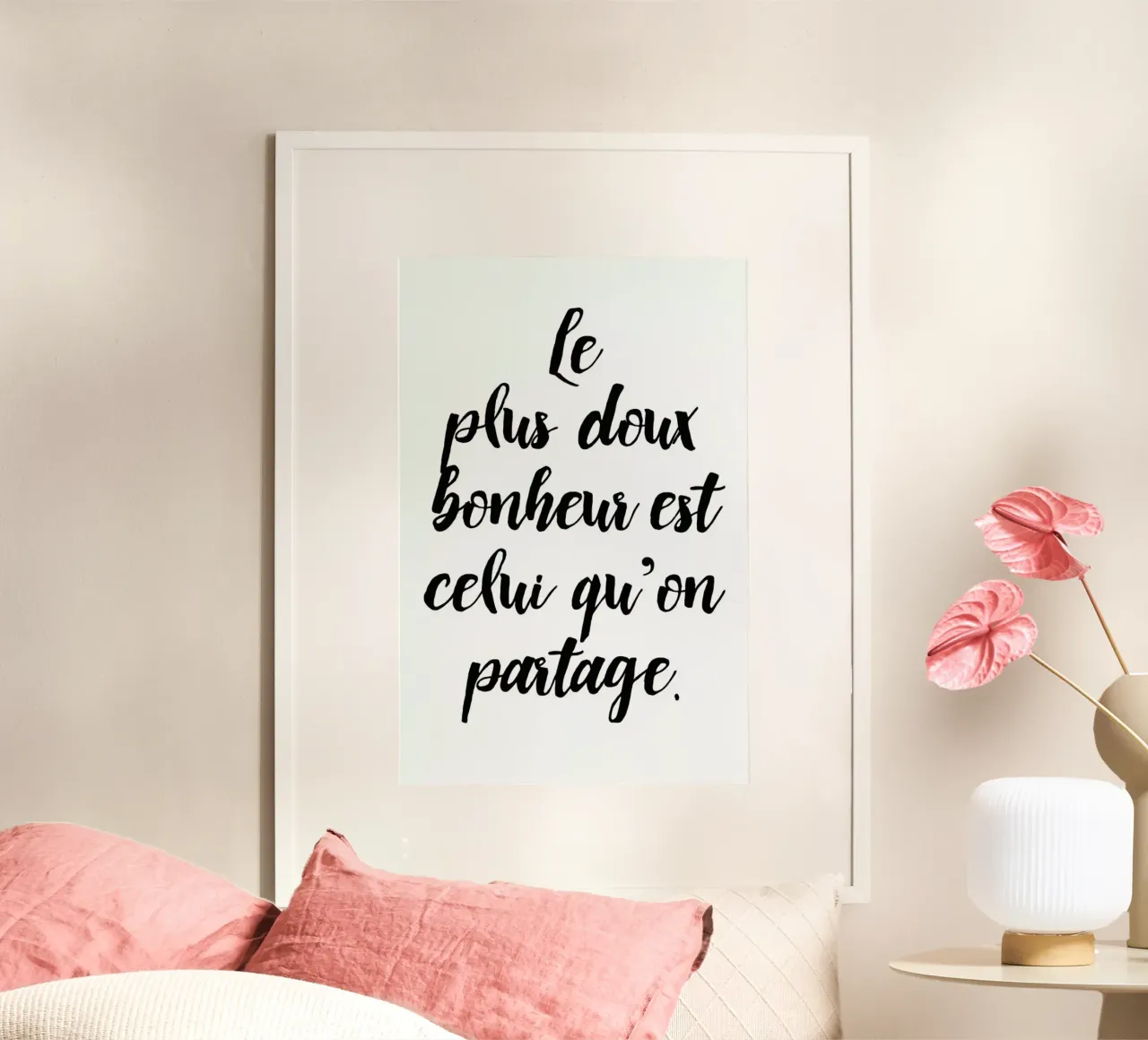 Doux bonheur poster con telaio in legno da typed
