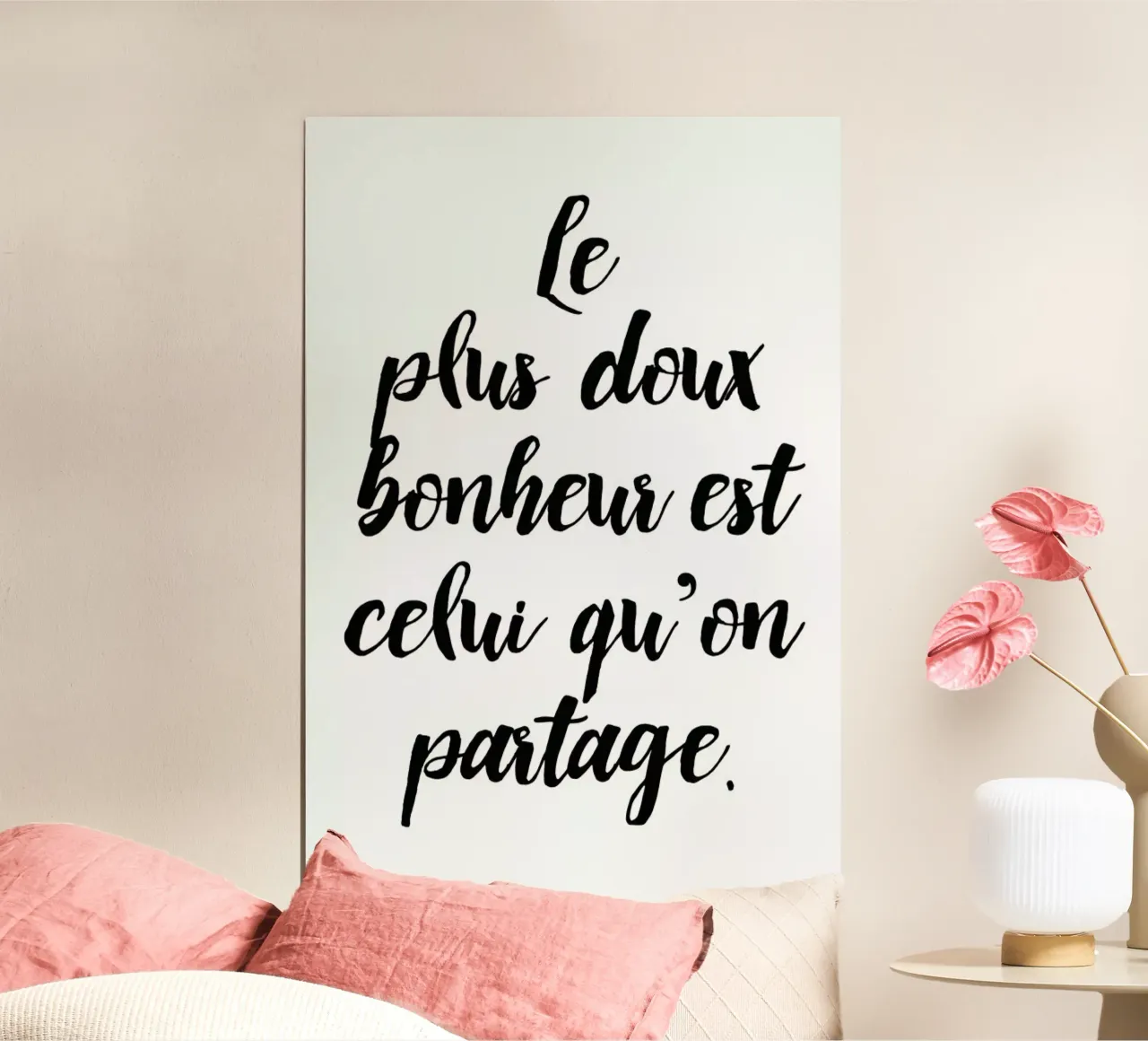 Doux bonheur poster con telaio in legno da typed