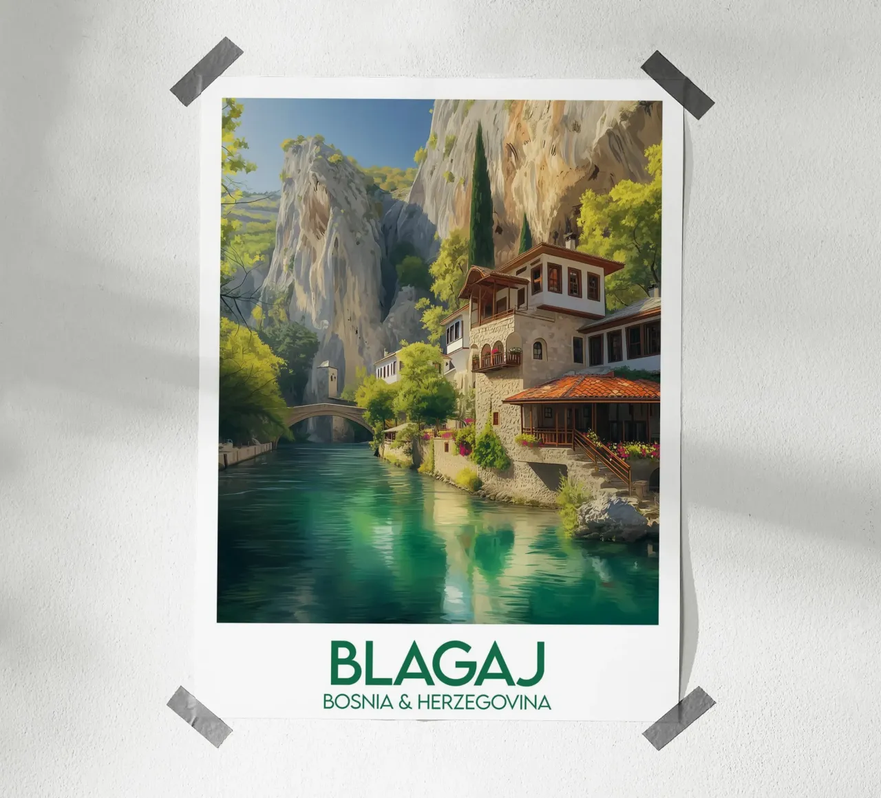 Affiche Blagaj poster con telaio in legno da Frame the World