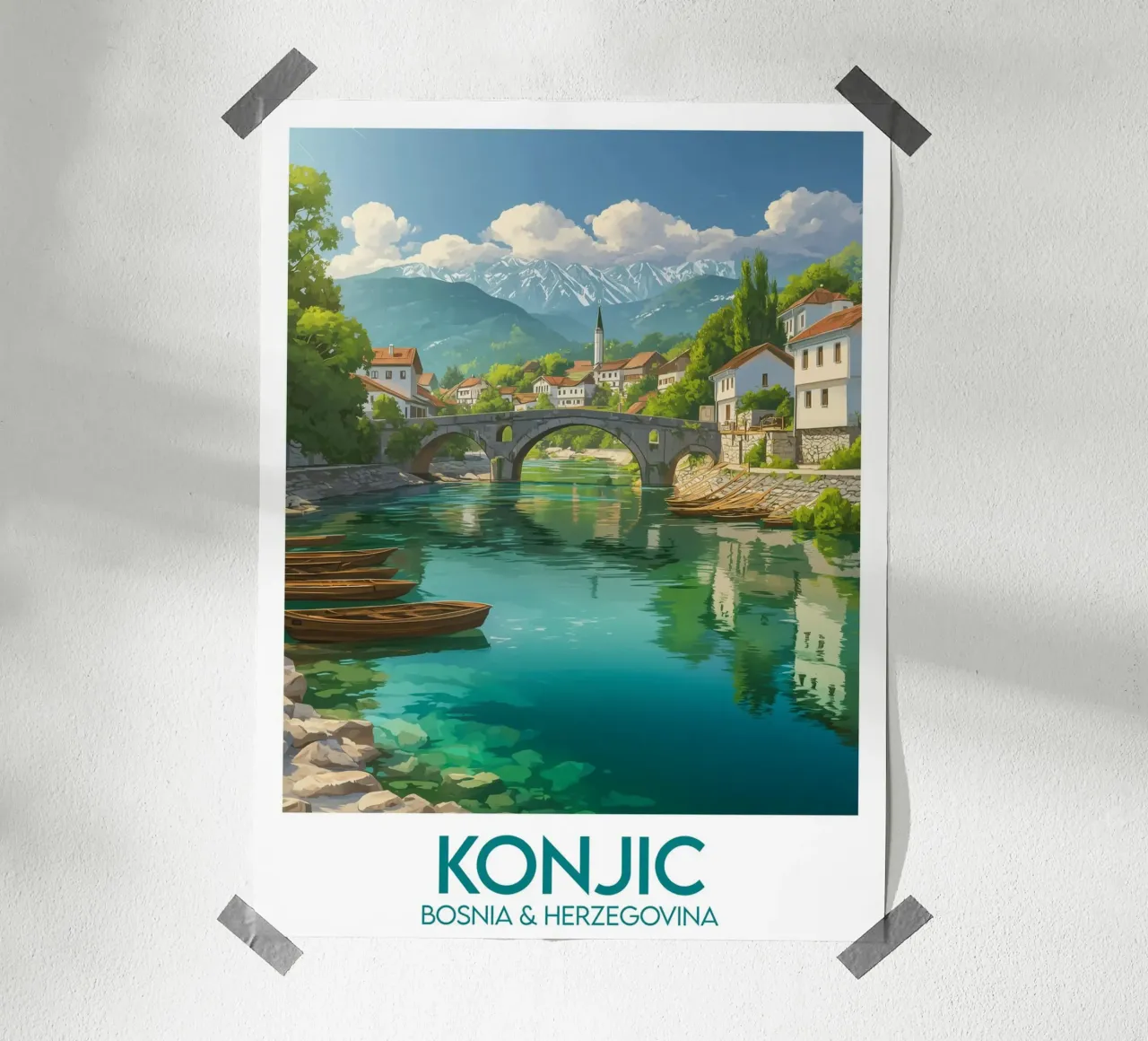 Affiche Konjic poster con telaio in legno da Frame the World