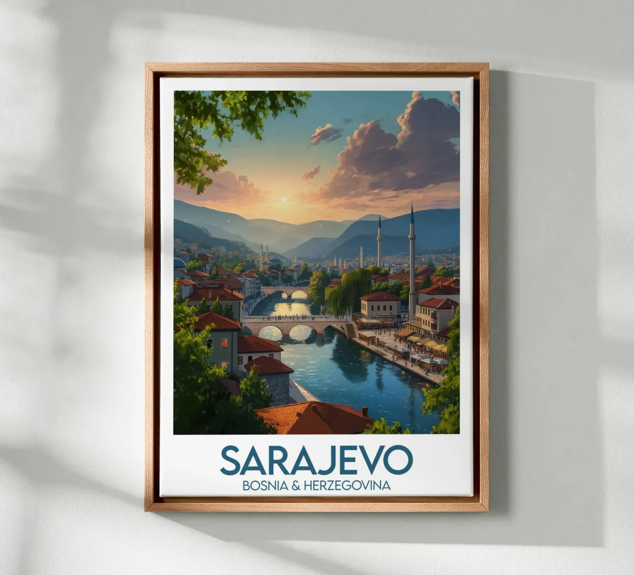 Affiche Sarajevo tela con Cornice a cassetta da Frame the World
