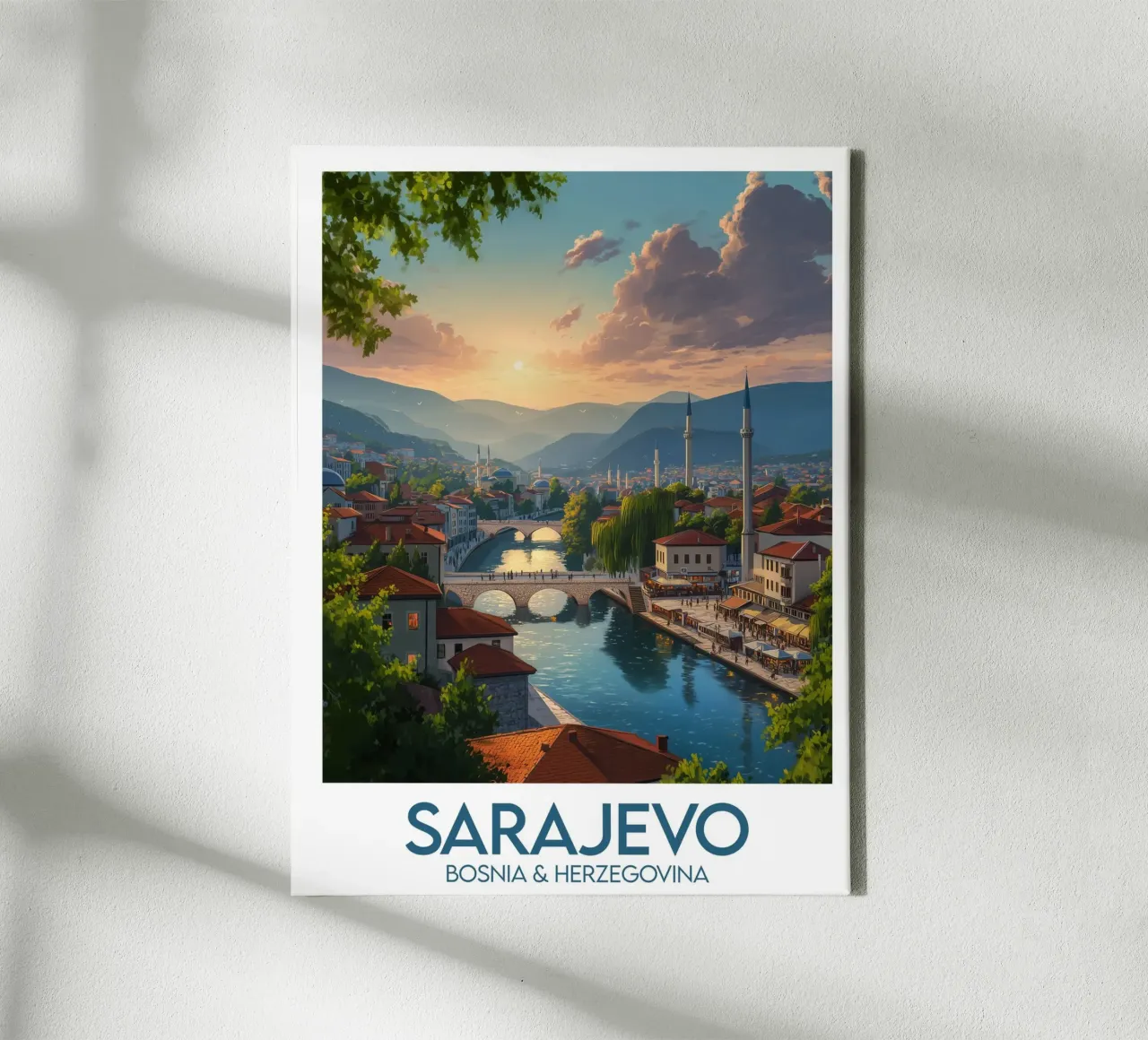 Affiche Sarajevo tela con Cornice a cassetta da Frame the World