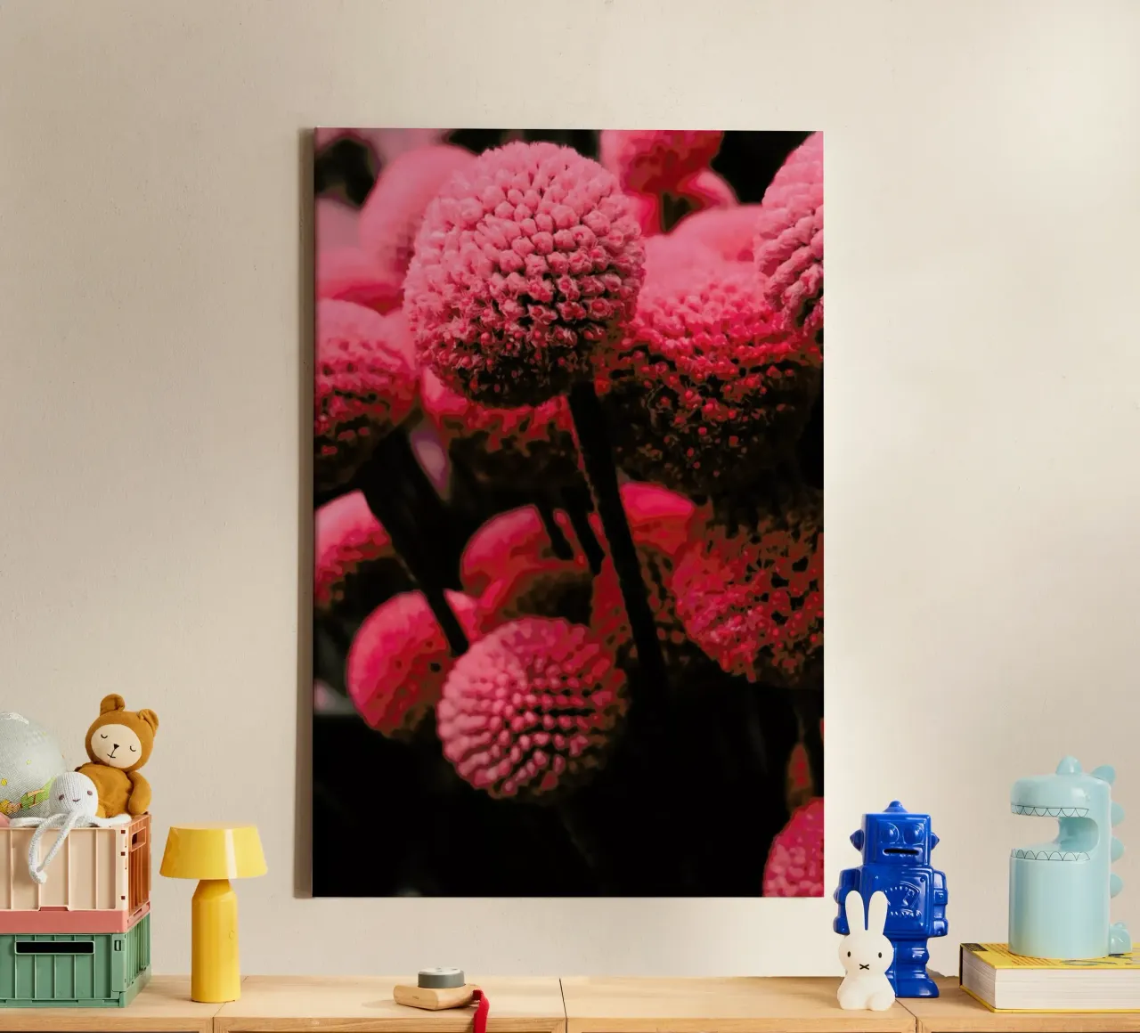 Pink Bommels tela con Cornice a cassetta da Sebastian Hilgetag