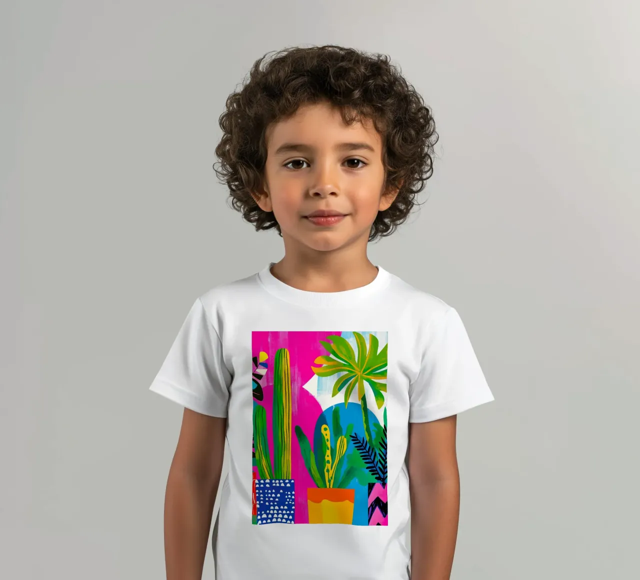 Cactus and palm tree kids t-shirt by Justyna Jaszke JBJart