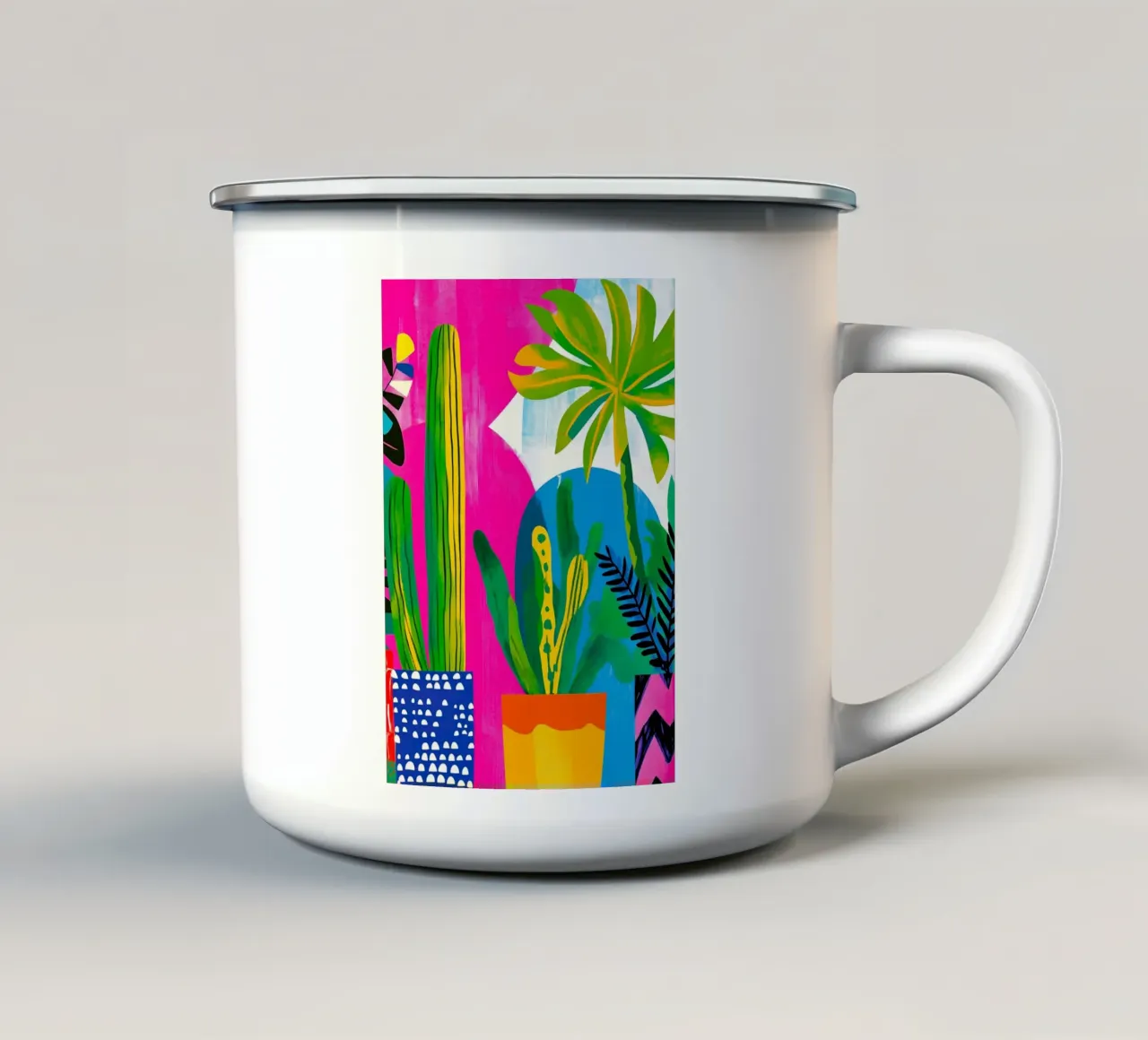 Cactus e palma tazza in smalto da Justyna Jaszke JBJart