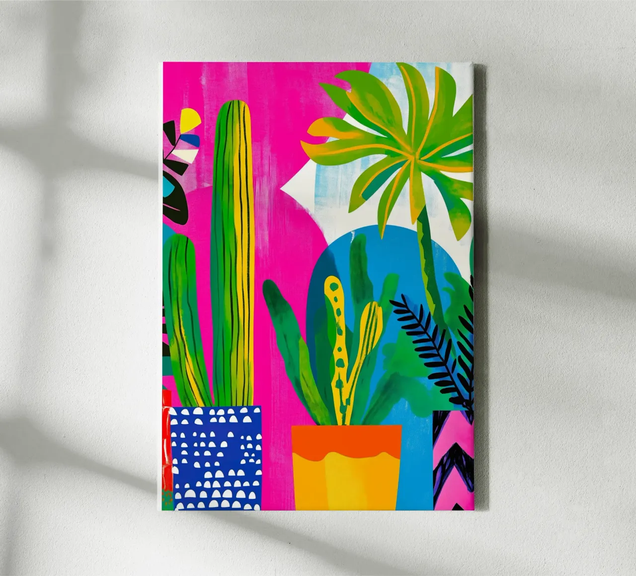 Cactus and palm tree canvas by Justyna Jaszke JBJart