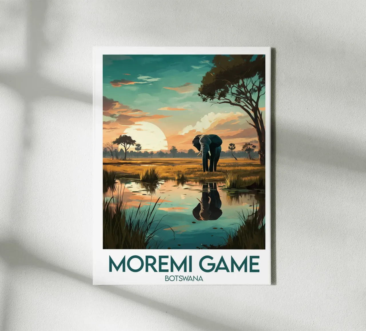 Affiche Moremi Game tela con Cornice a cassetta da Frame the World