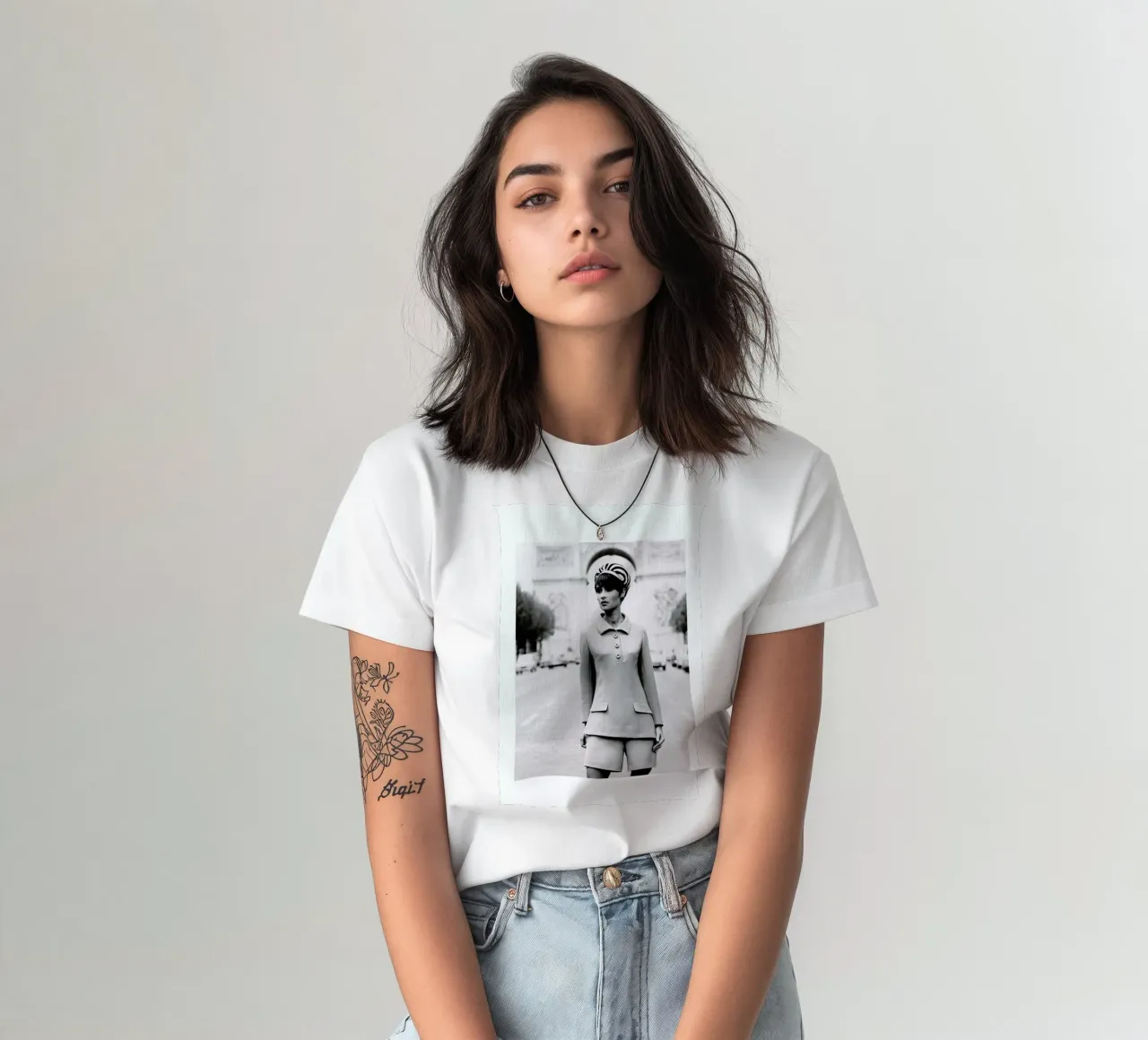 Outfit created by Pierre Balmain for airline hostesses of the future. t-shirt da Gallery Print and Art Limited