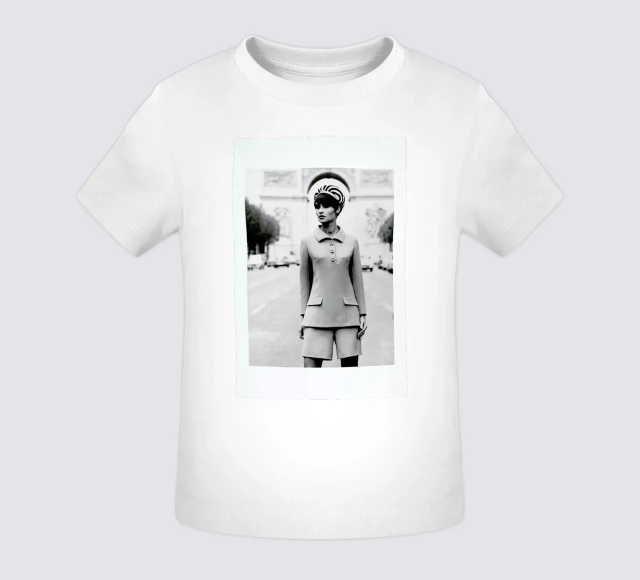 Outfit created by Pierre Balmain for airline hostesses of the future. maglietta neonato da Gallery Print and Art Limited