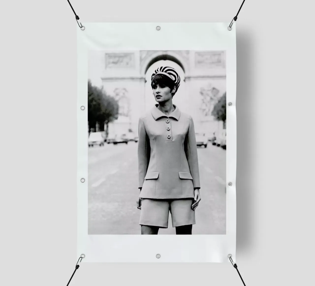 Outfit created by Pierre Balmain for airline hostesses of the future. telo in pvc da Gallery Print and Art Limited