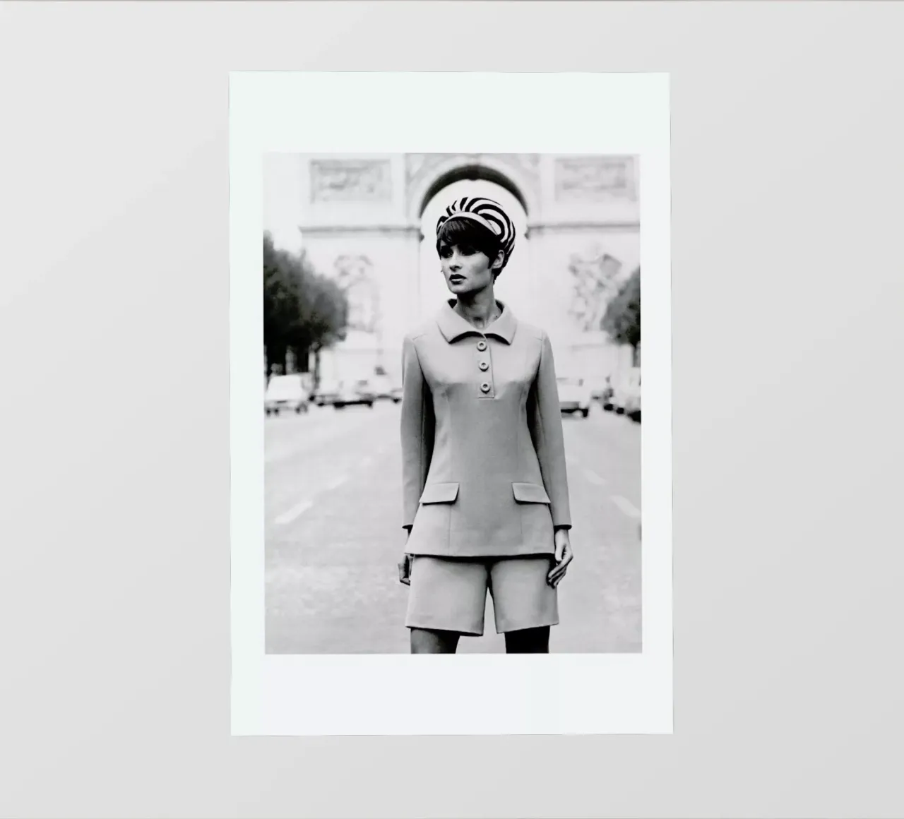 Outfit created by Pierre Balmain for airline hostesses of the future. telo in pvc da Gallery Print and Art Limited