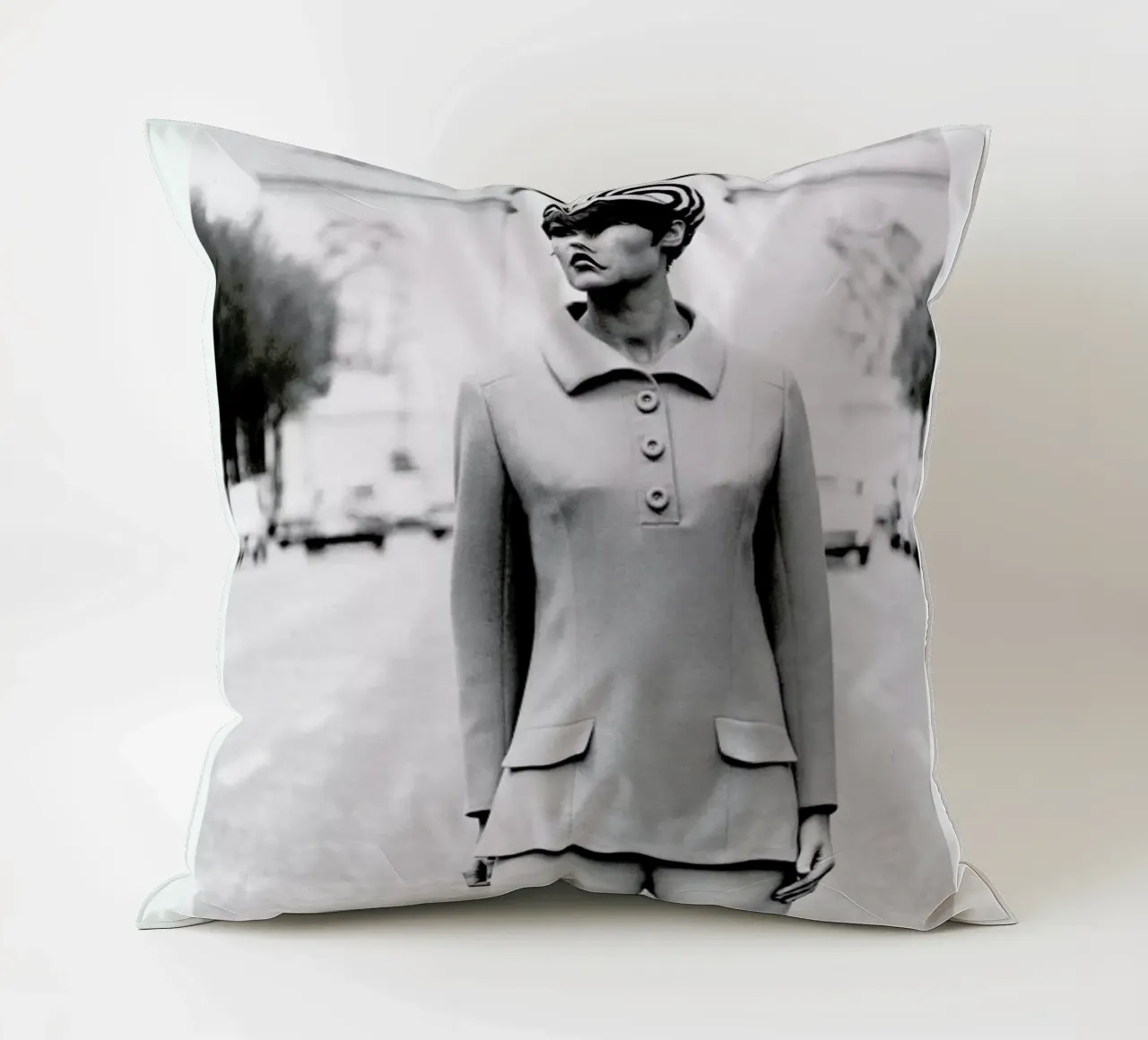 Outfit created by Pierre Balmain for airline hostesses of the future. cuscino da Gallery Print and Art Limited