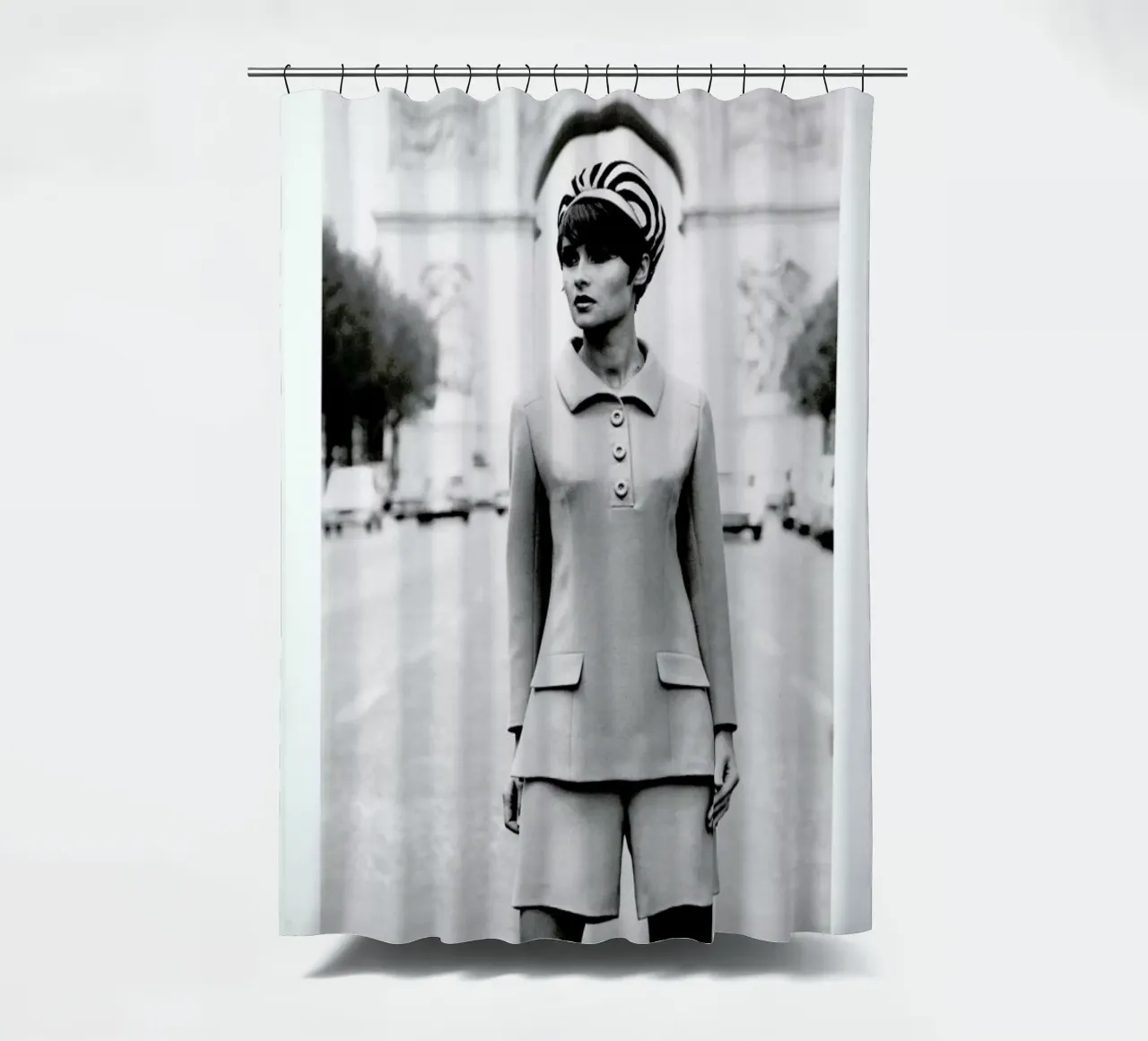 Outfit created by Pierre Balmain for airline hostesses of the future. tenda da doccia da Gallery Print and Art Limited