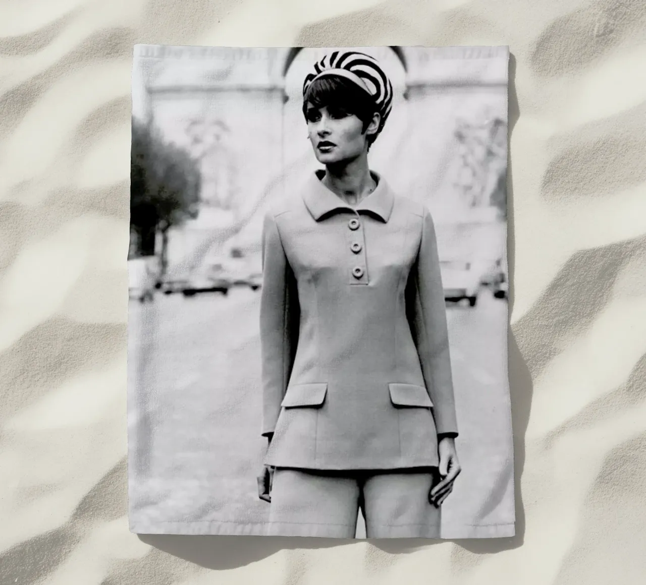 Outfit created by Pierre Balmain for airline hostesses of the future. telo mare da Gallery Print and Art Limited