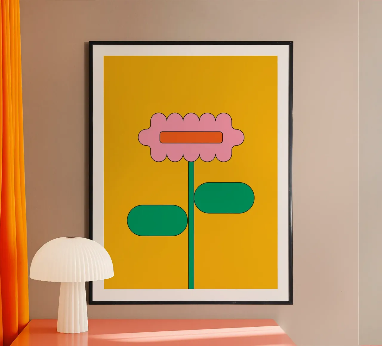 Sogno floreale retrò e vibrante poster con telaio in legno da galihstudio