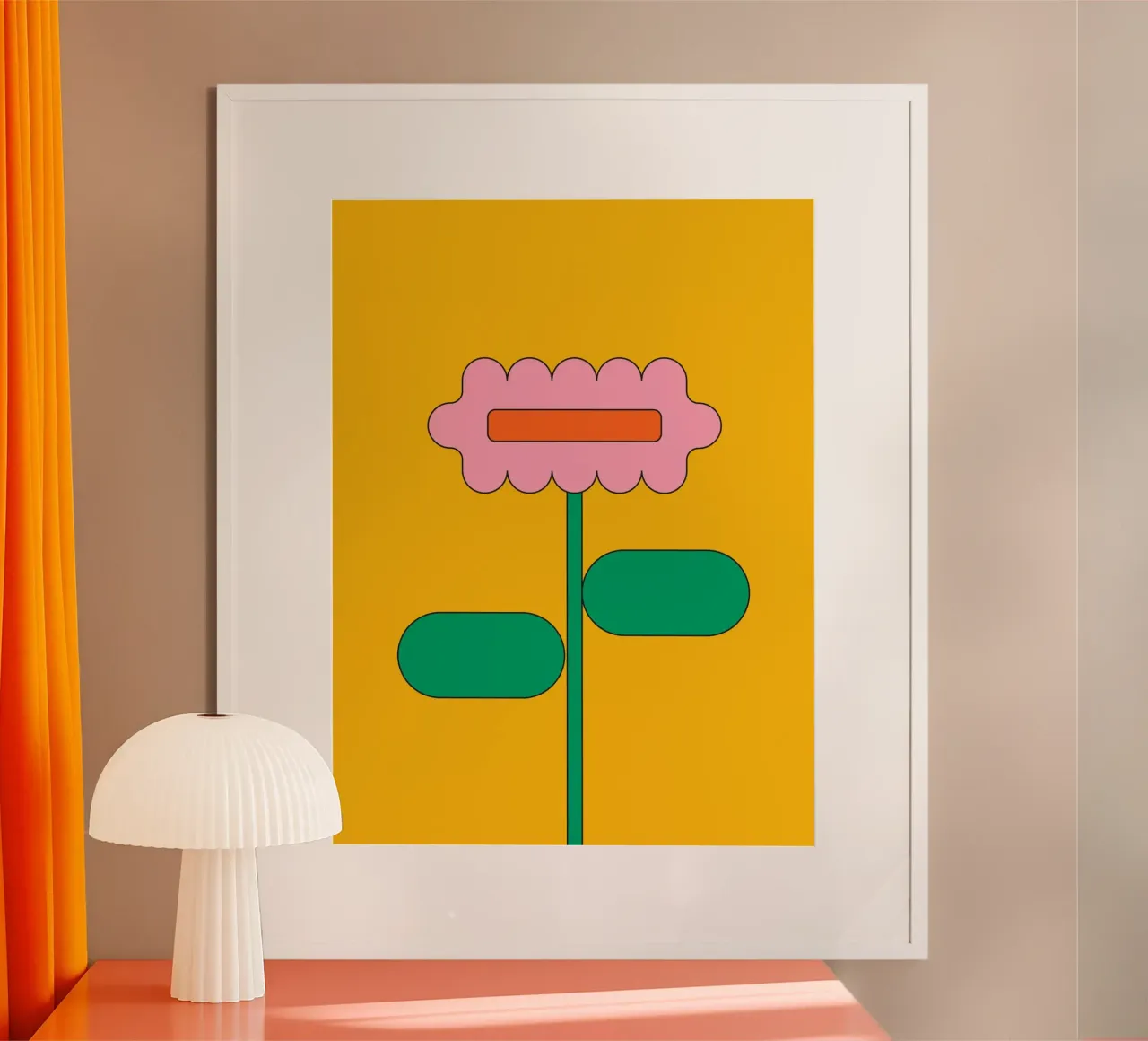 Sogno floreale retrò e vibrante poster con telaio in legno da galihstudio