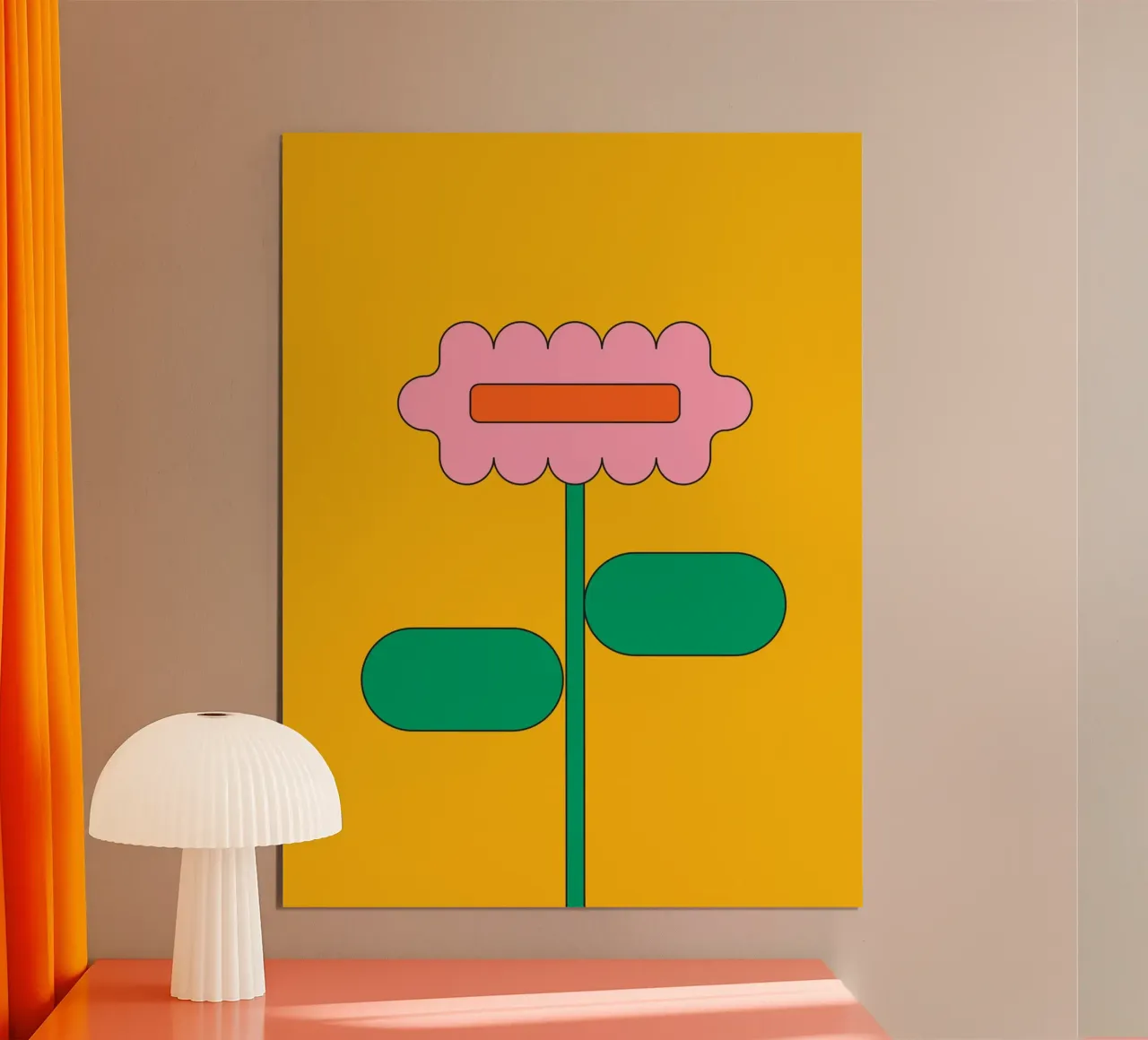 Sogno floreale retrò e vibrante poster con telaio in legno da galihstudio