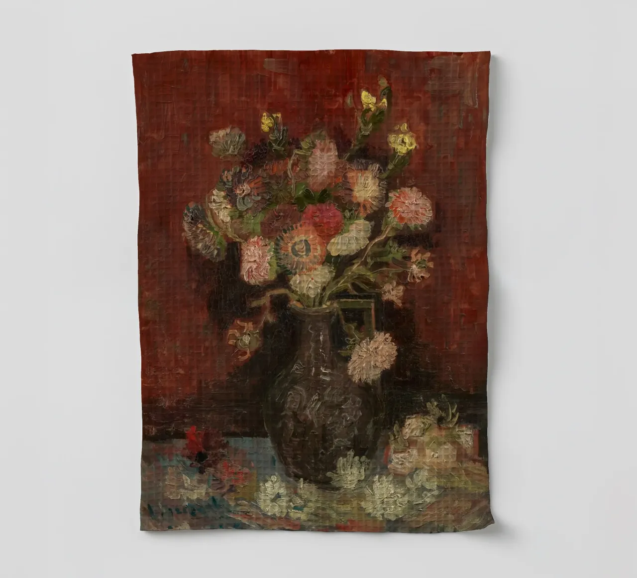 van Gogh, Vase aux glaïeuls asters chinois torchon de Carinaprint