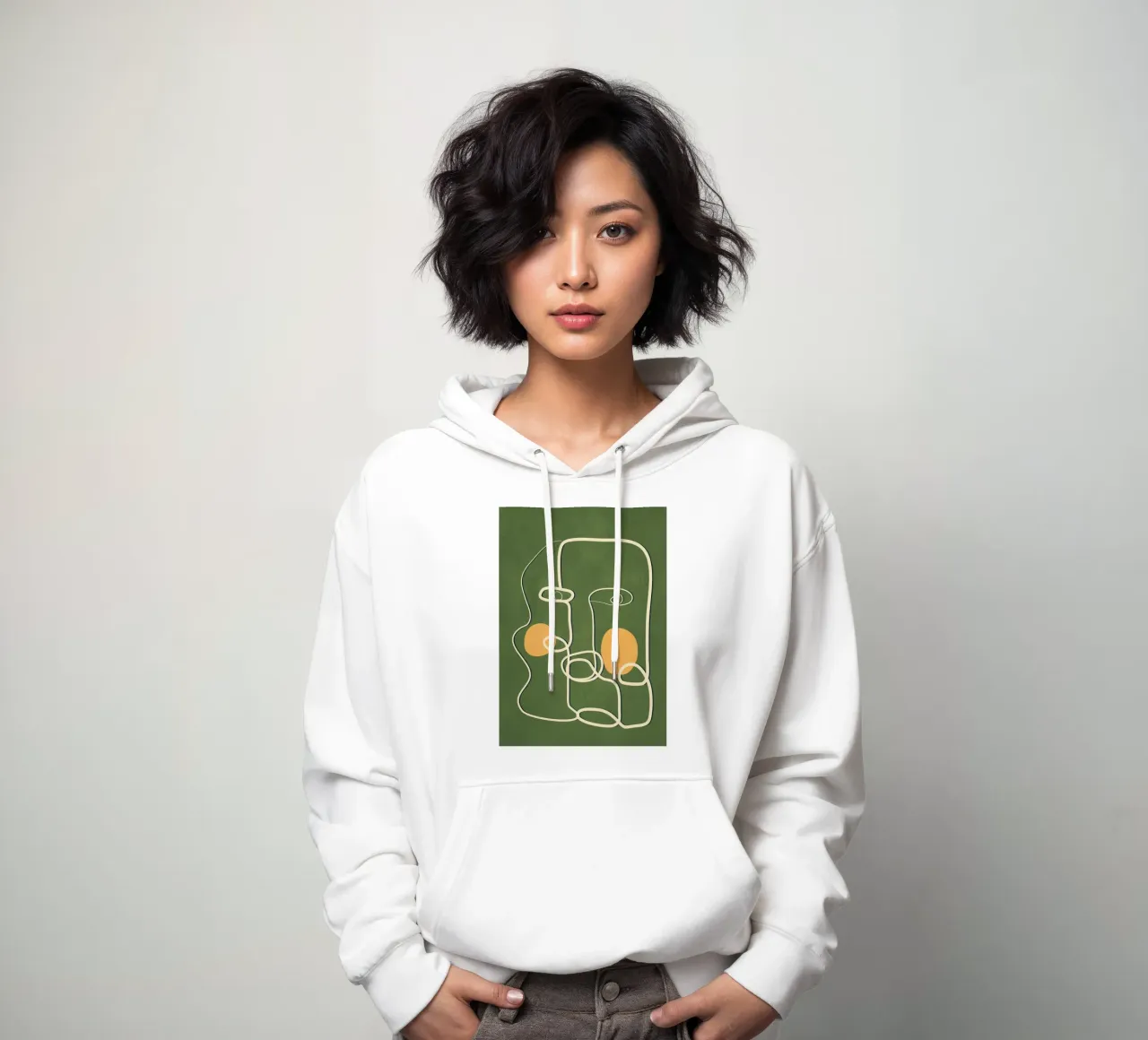 Abstract Face Line Art sudadera con capucha de cityart