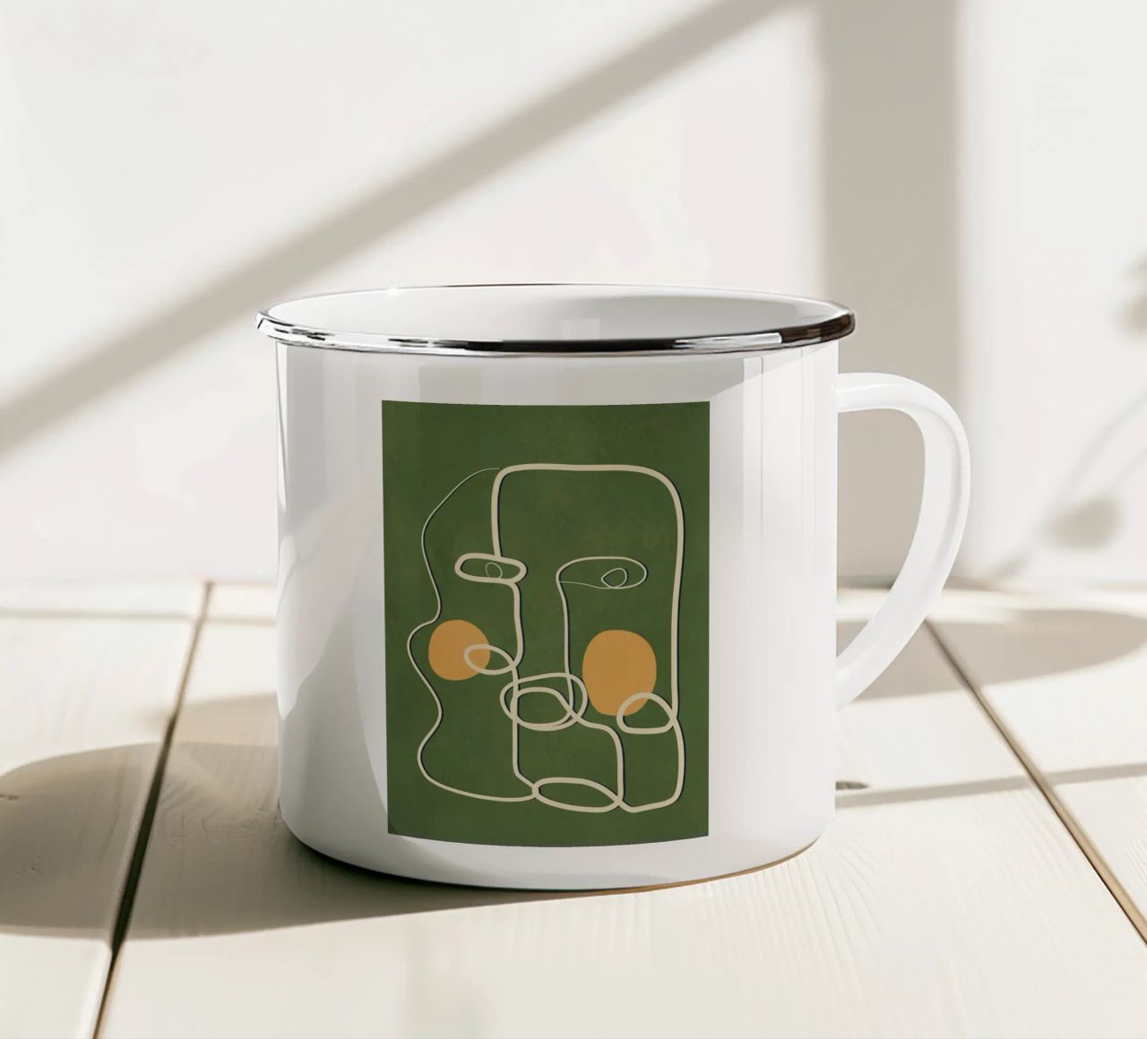 Abstract Face Line Art tazza in smalto da cityart