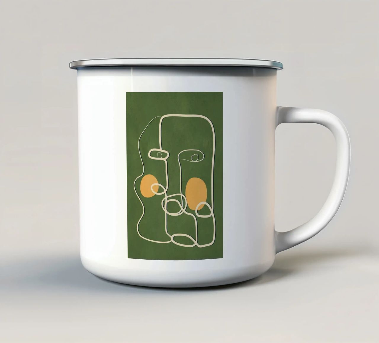 Abstract Face Line Art tazza in smalto da cityart