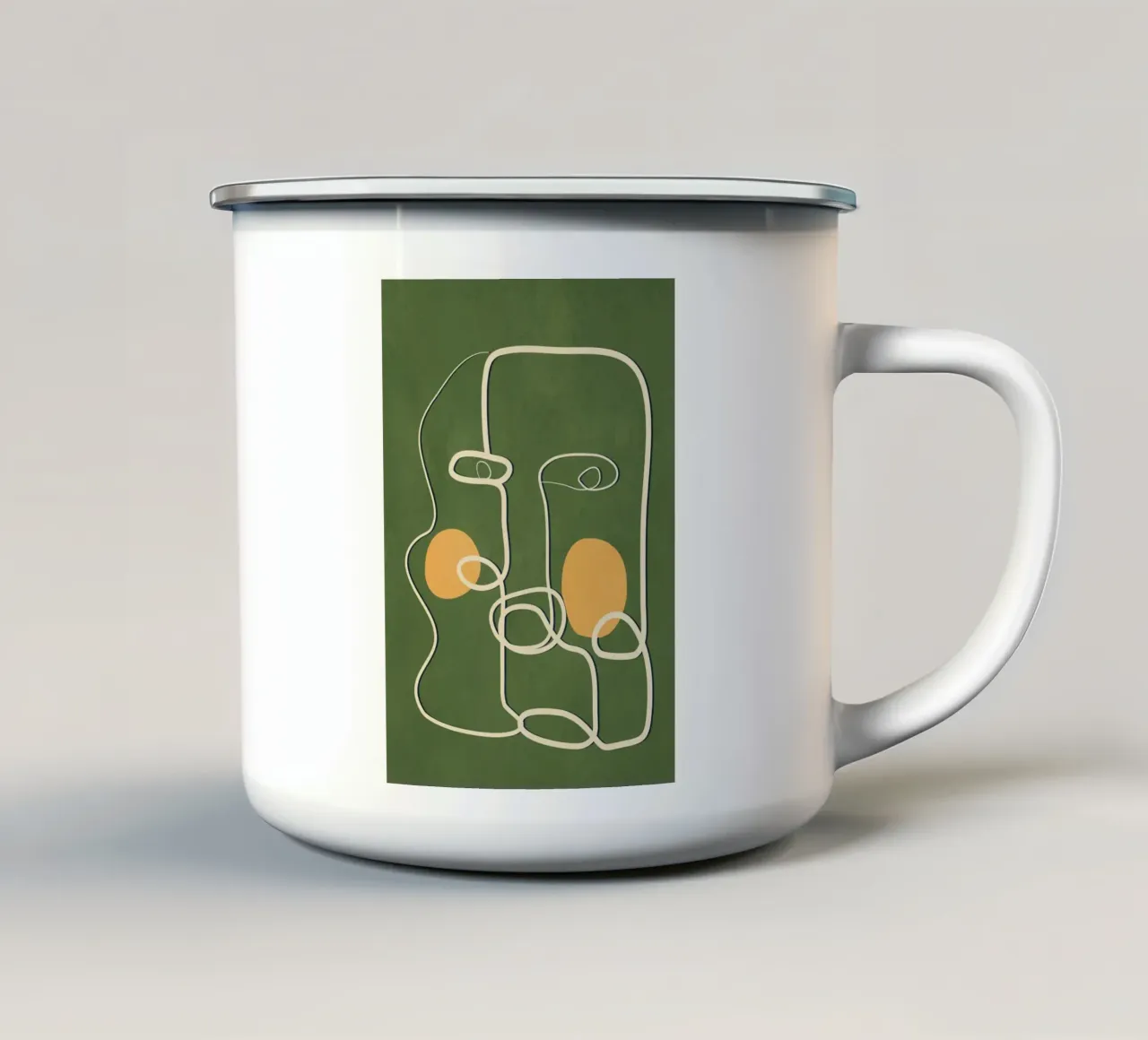 Abstract Face Line Art taza de esmalte de cityart