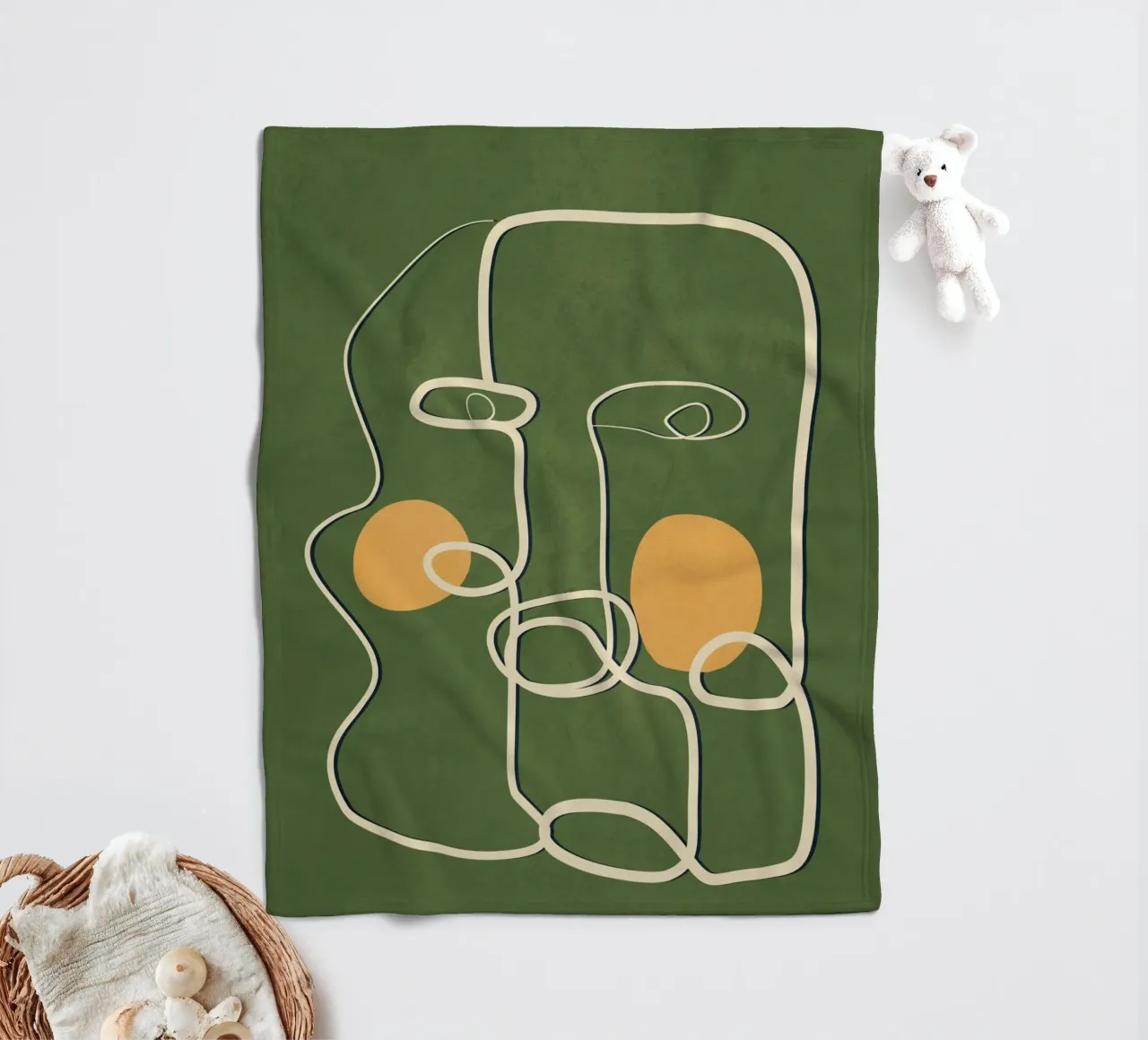 Abstract Face Line Art coperta in pile da cityart