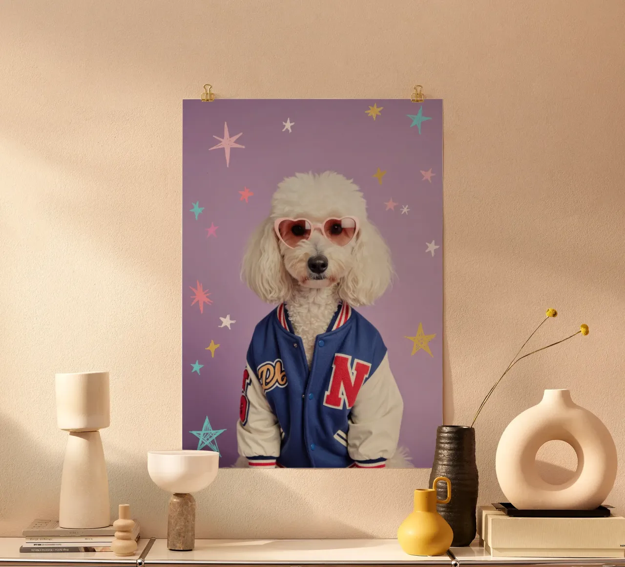 Fluffy Poodle poster with aluminum frame by Pawtrait Studio