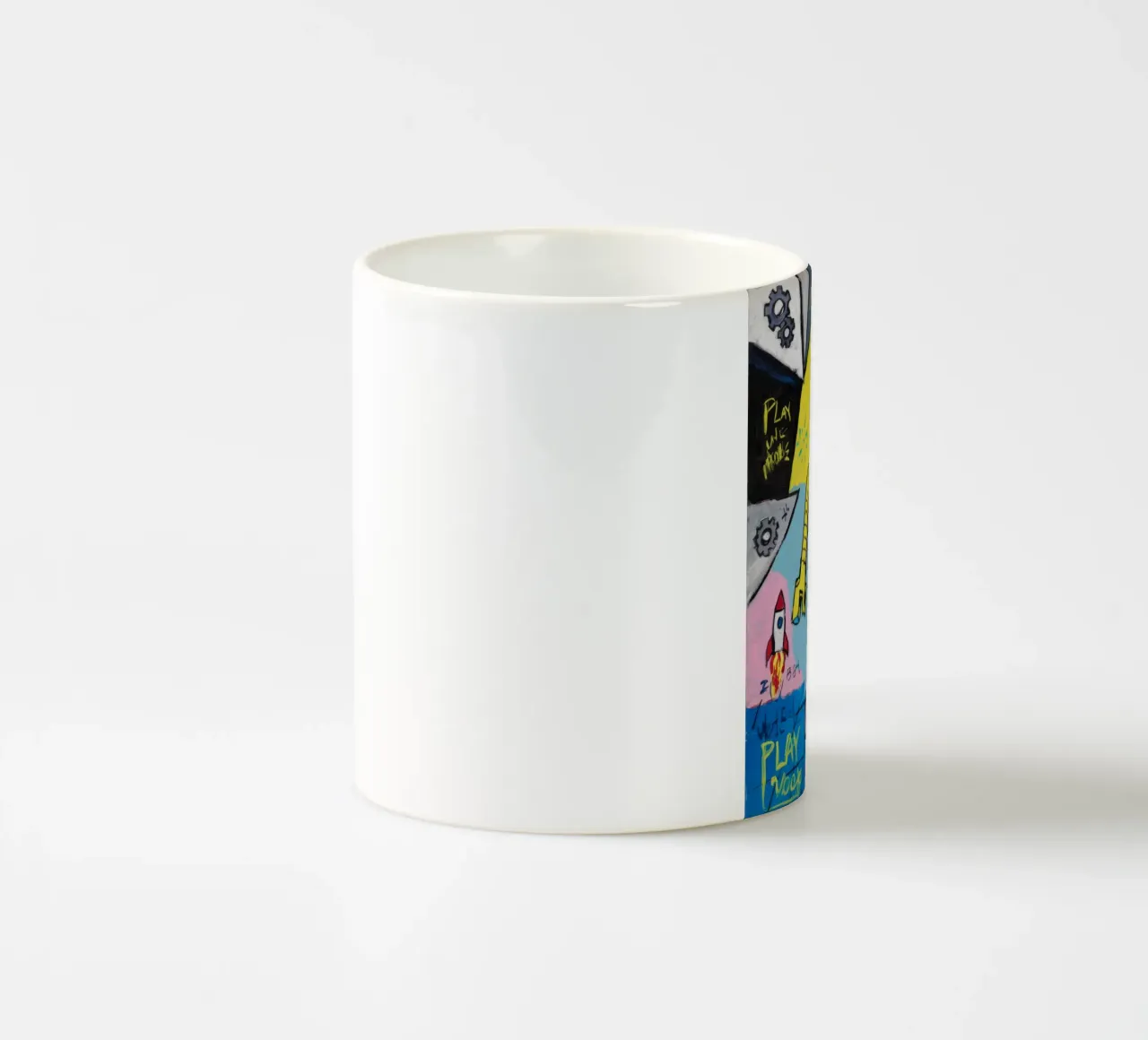 Playful Robot Energy ceramic mug by Muse Fragments