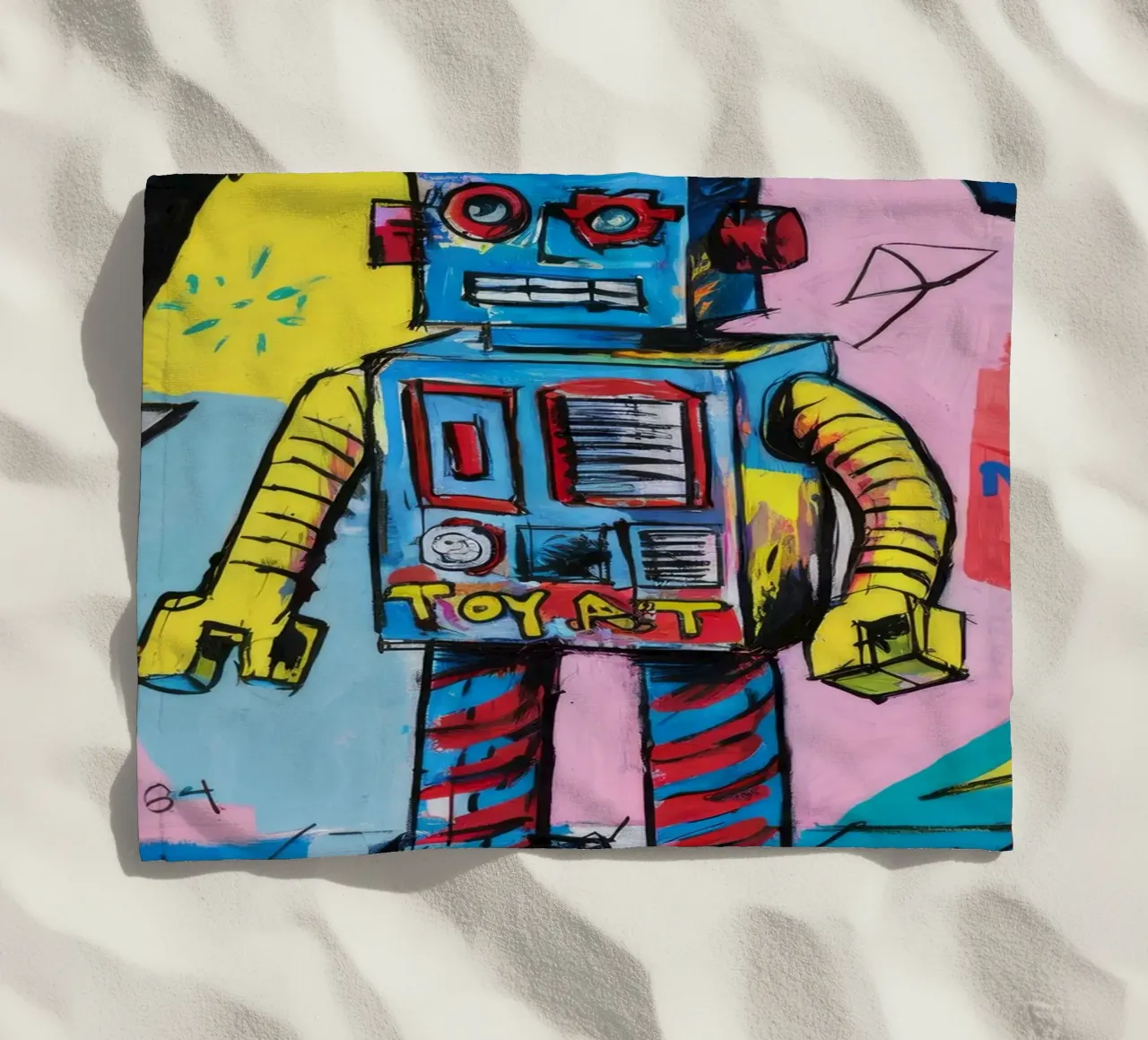 Playful Robot Energy beach towel by Muse Fragments
