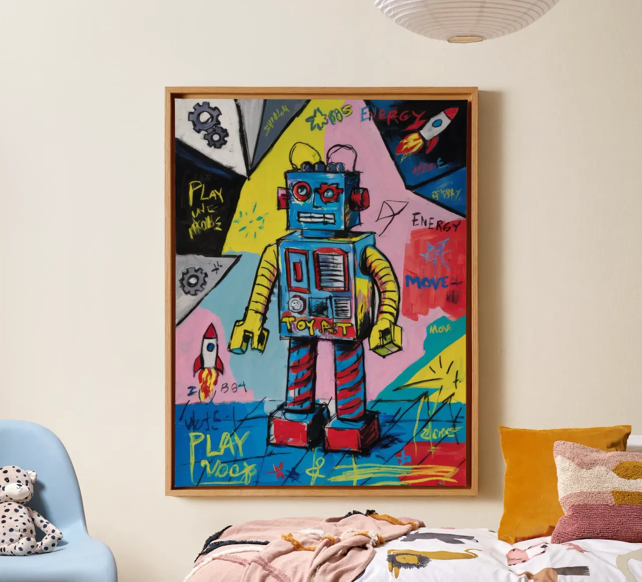 Speelse Robot Energie canvas met Baklijst van Muse Fragments