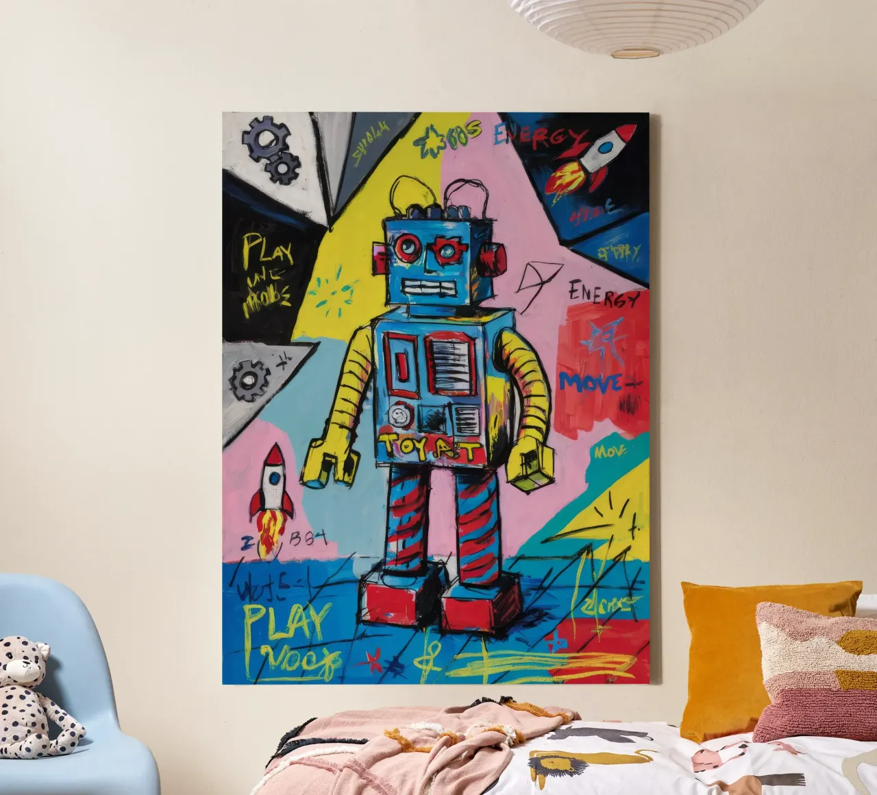 Speelse Robot Energie canvas met Baklijst van Muse Fragments