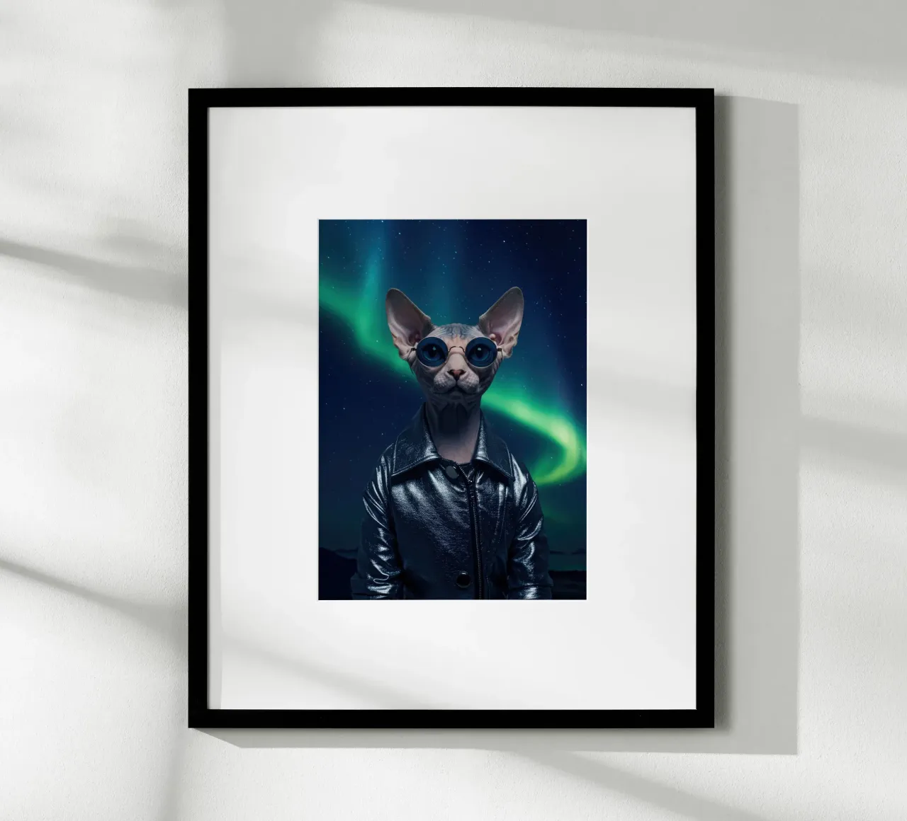 Boreal Cat poster with wooden frame by Pawtrait Studio
