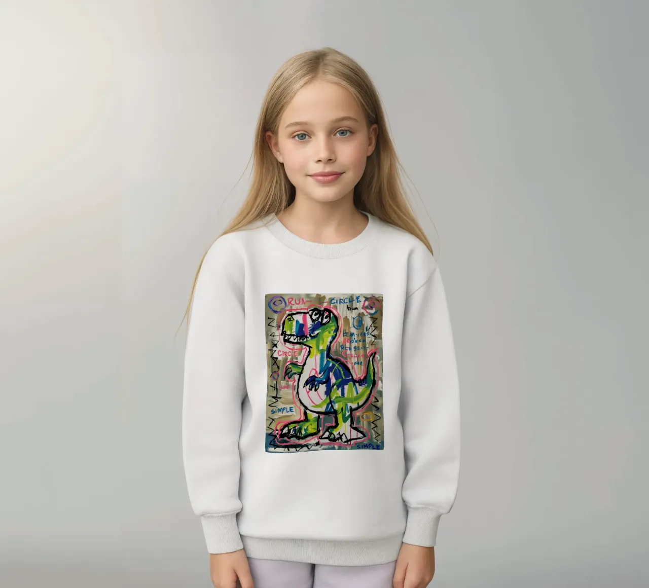 Simple Dino Sprint kids sweatshirt by Muse Fragments